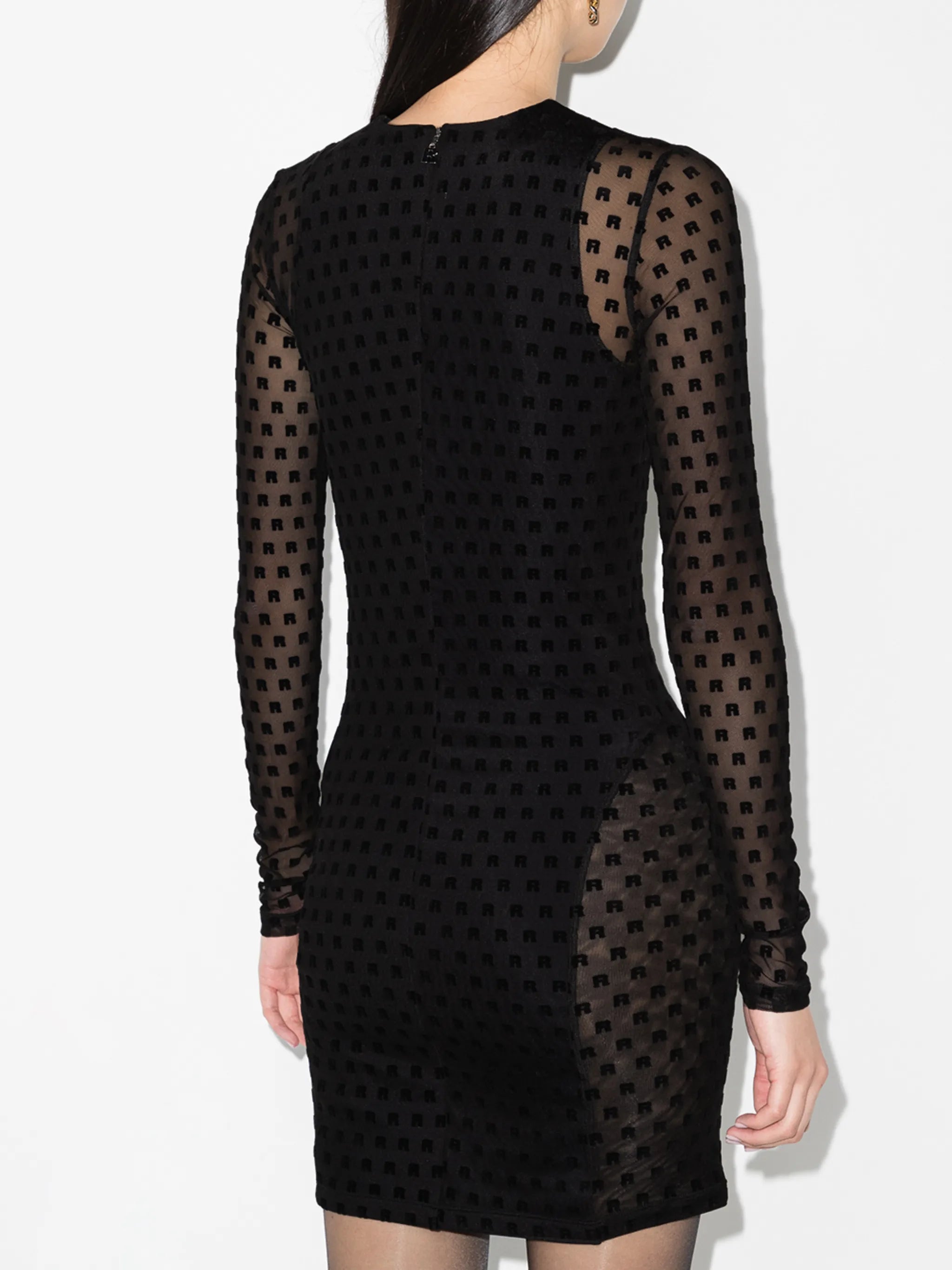 Monique sheer-sleeve minidress
