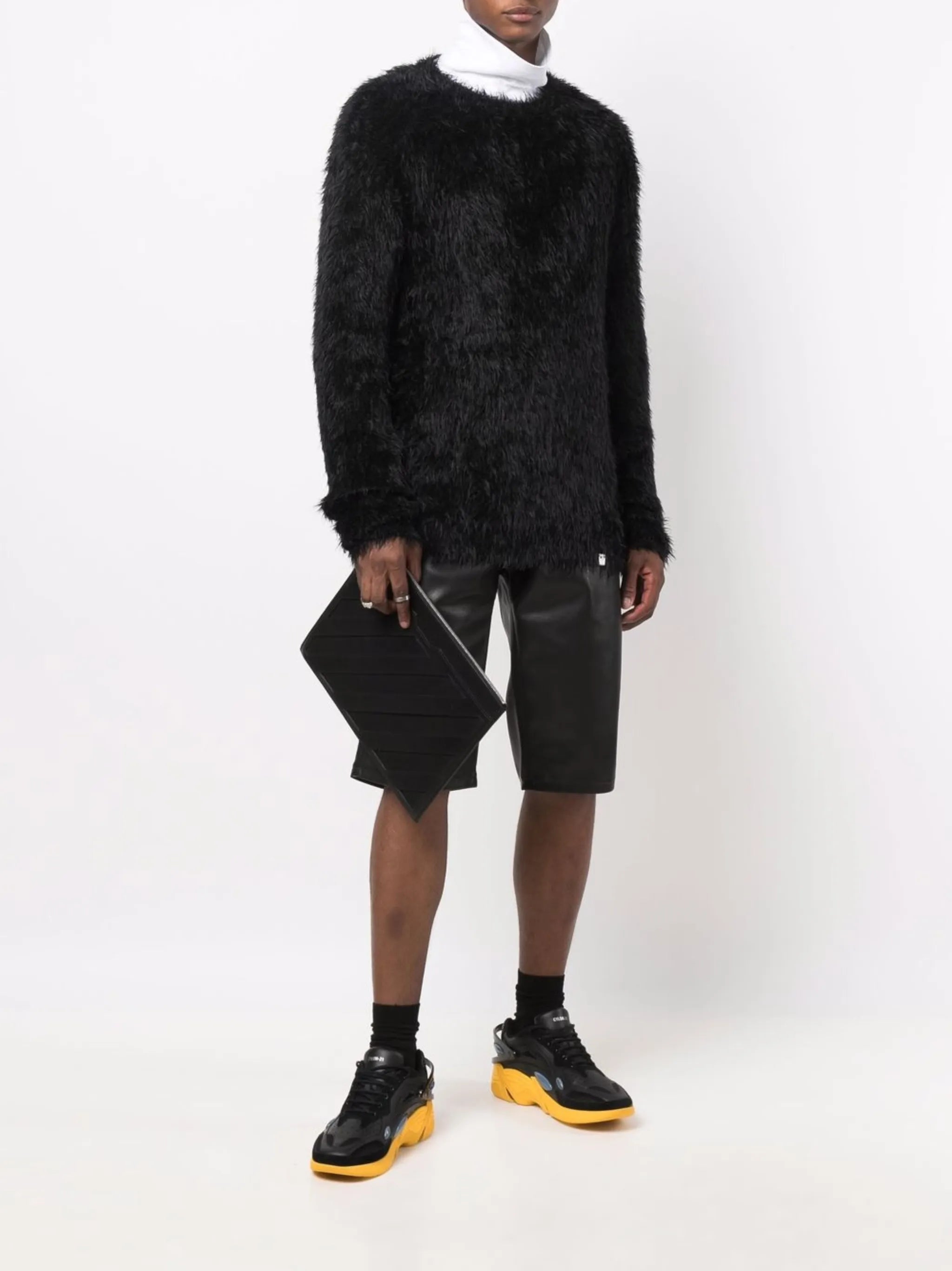 faux-fur round-neck jumper