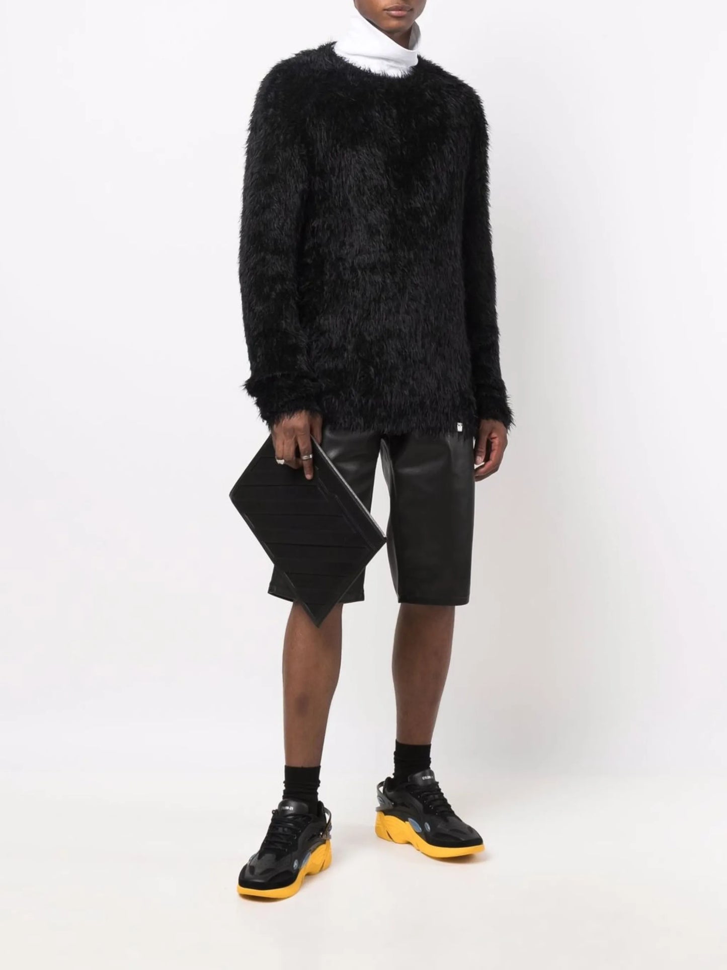 faux-fur round-neck jumper
