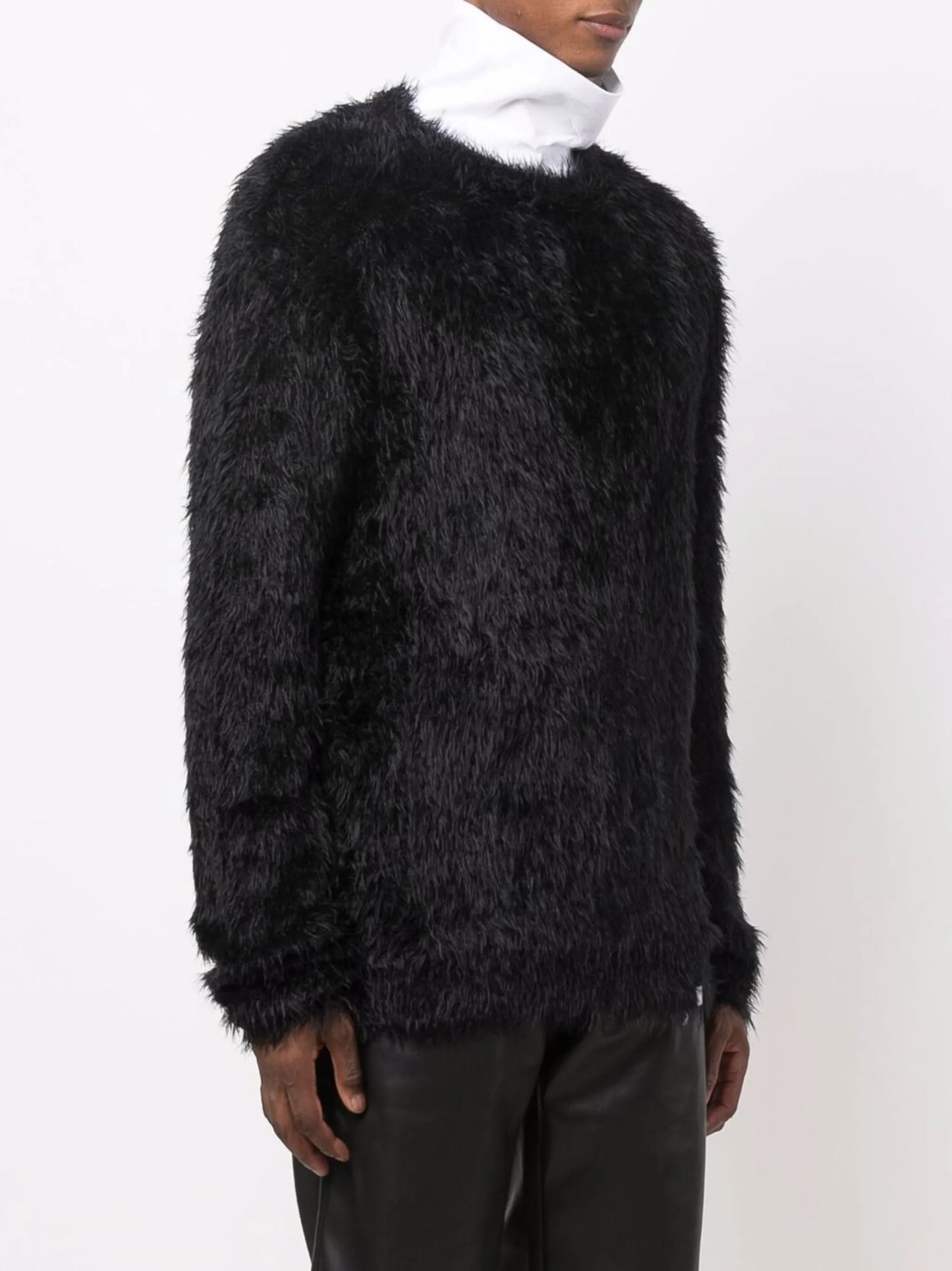 faux-fur round-neck jumper