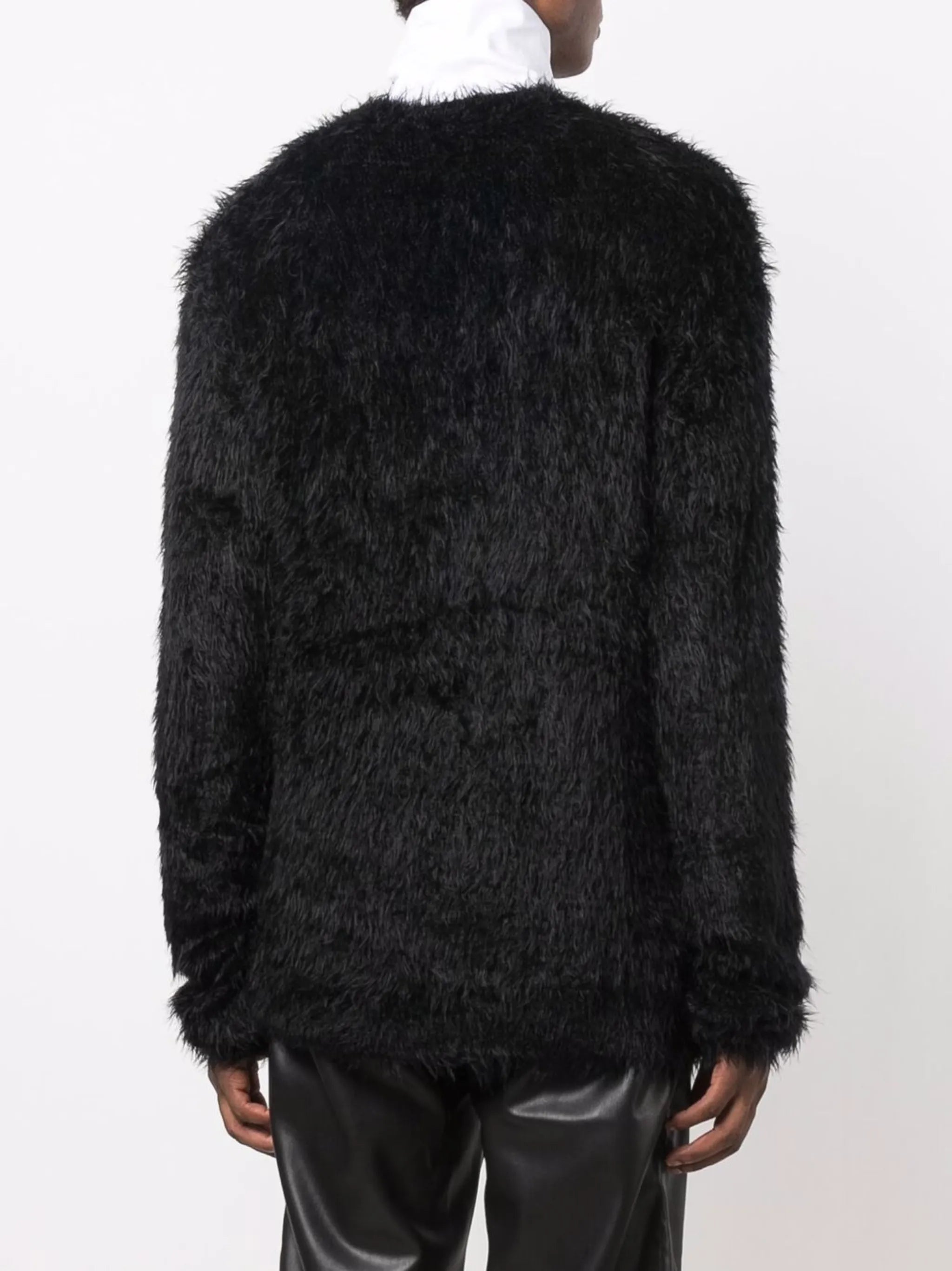 faux-fur round-neck jumper