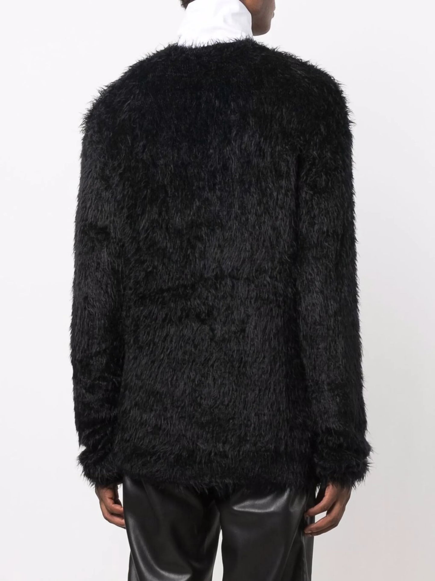 faux-fur round-neck jumper