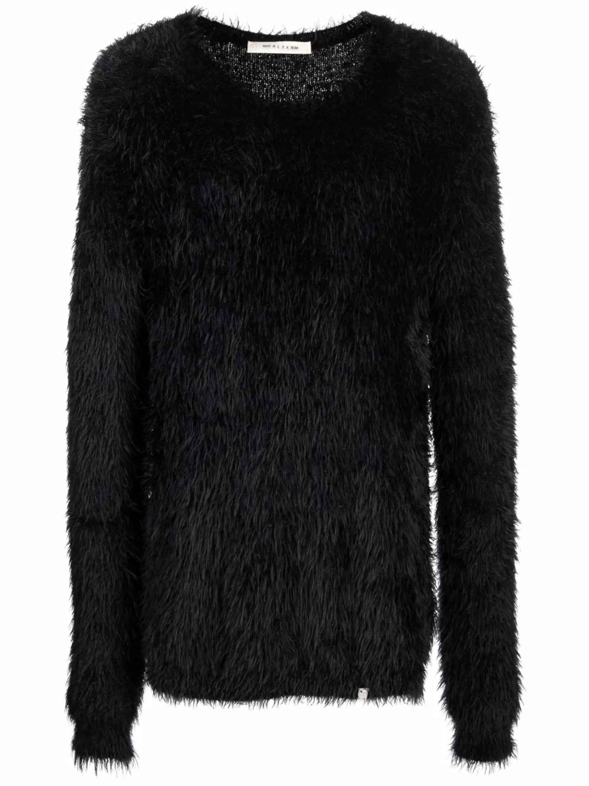 faux-fur round-neck jumper