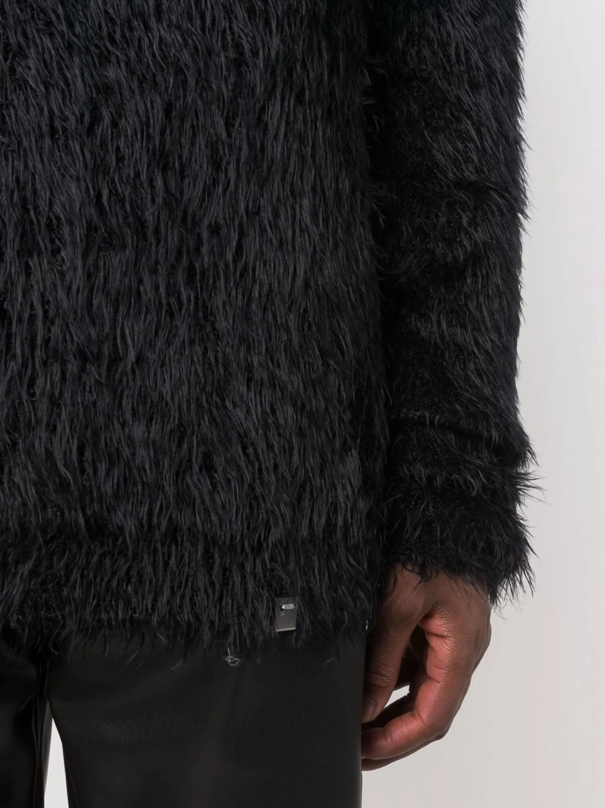 faux-fur round-neck jumper