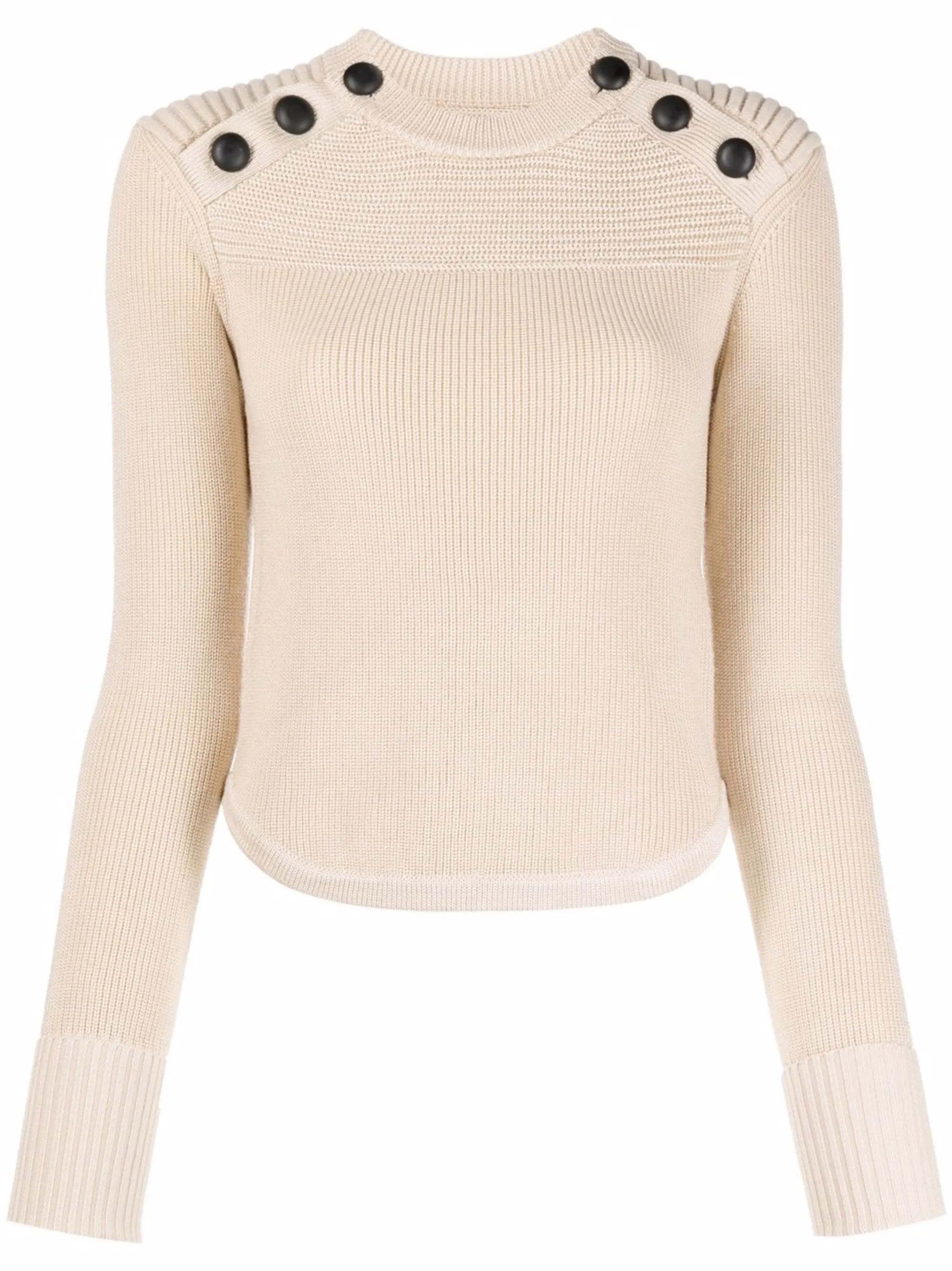 button-shoulder crewneck sweater
