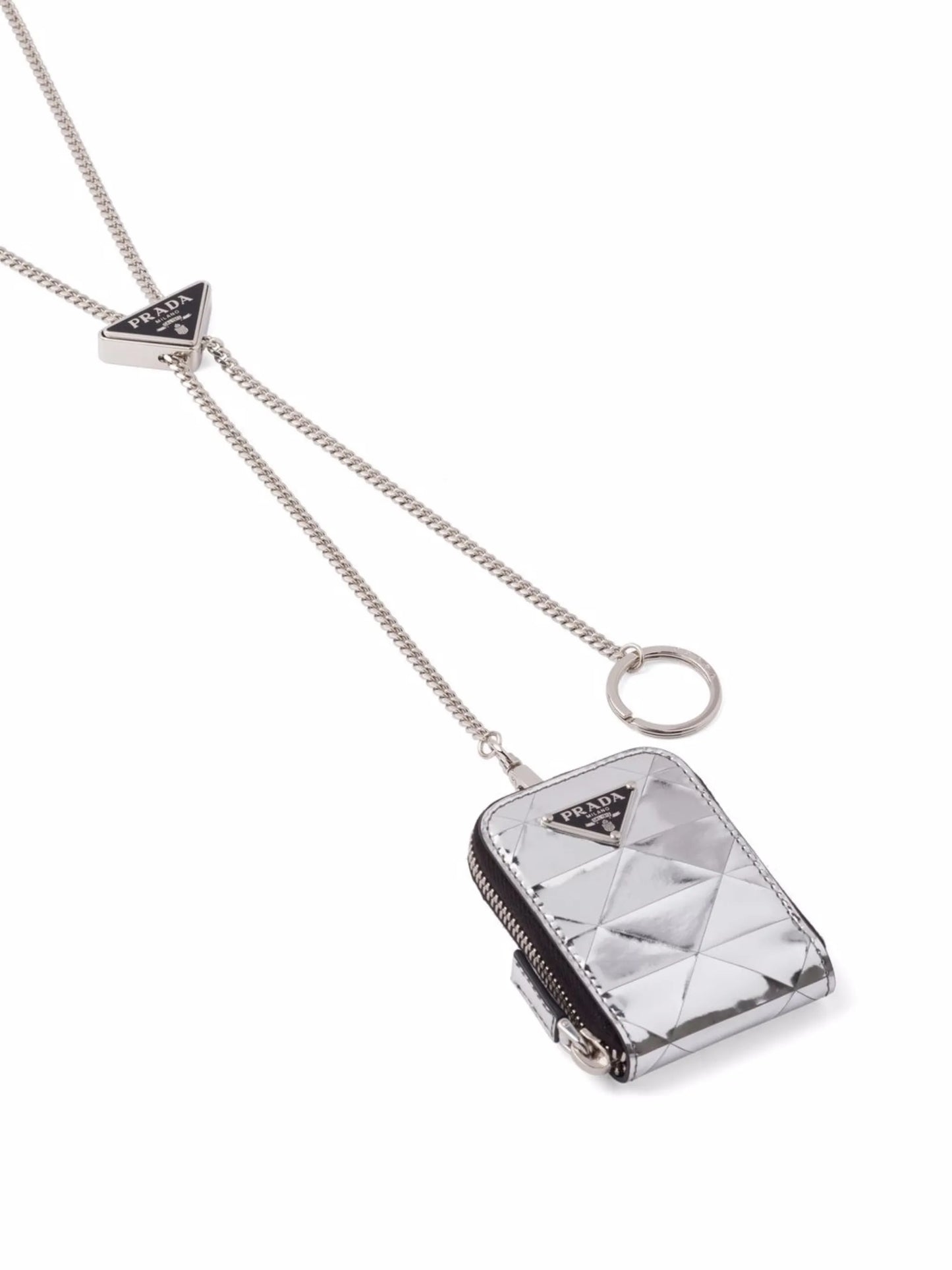 brushed leather triangle-panel pouch