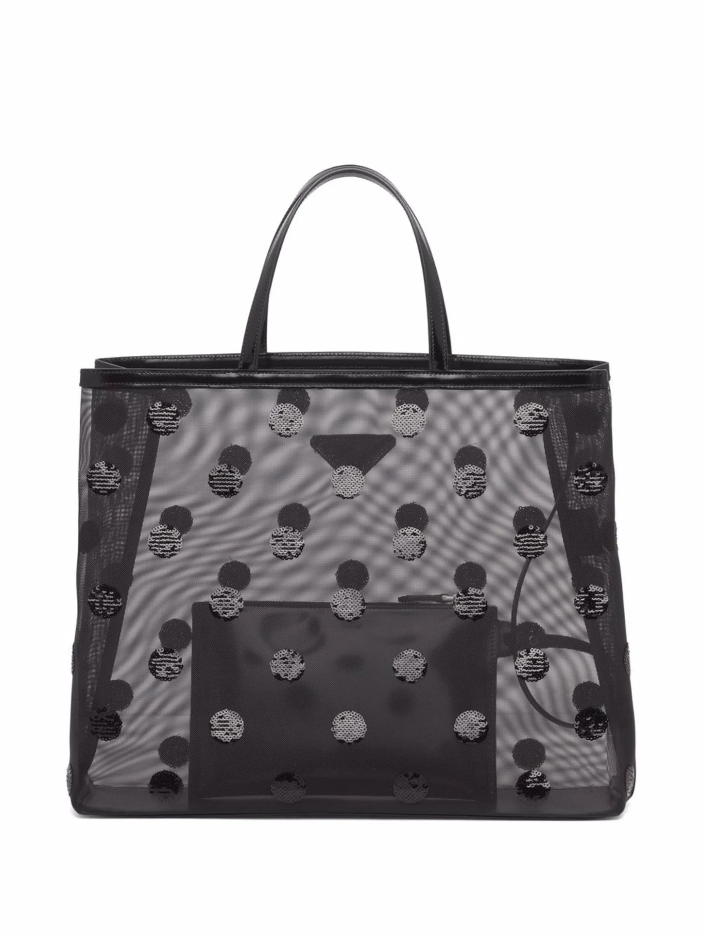 sequin-embellished polka-dot mesh shopper bag