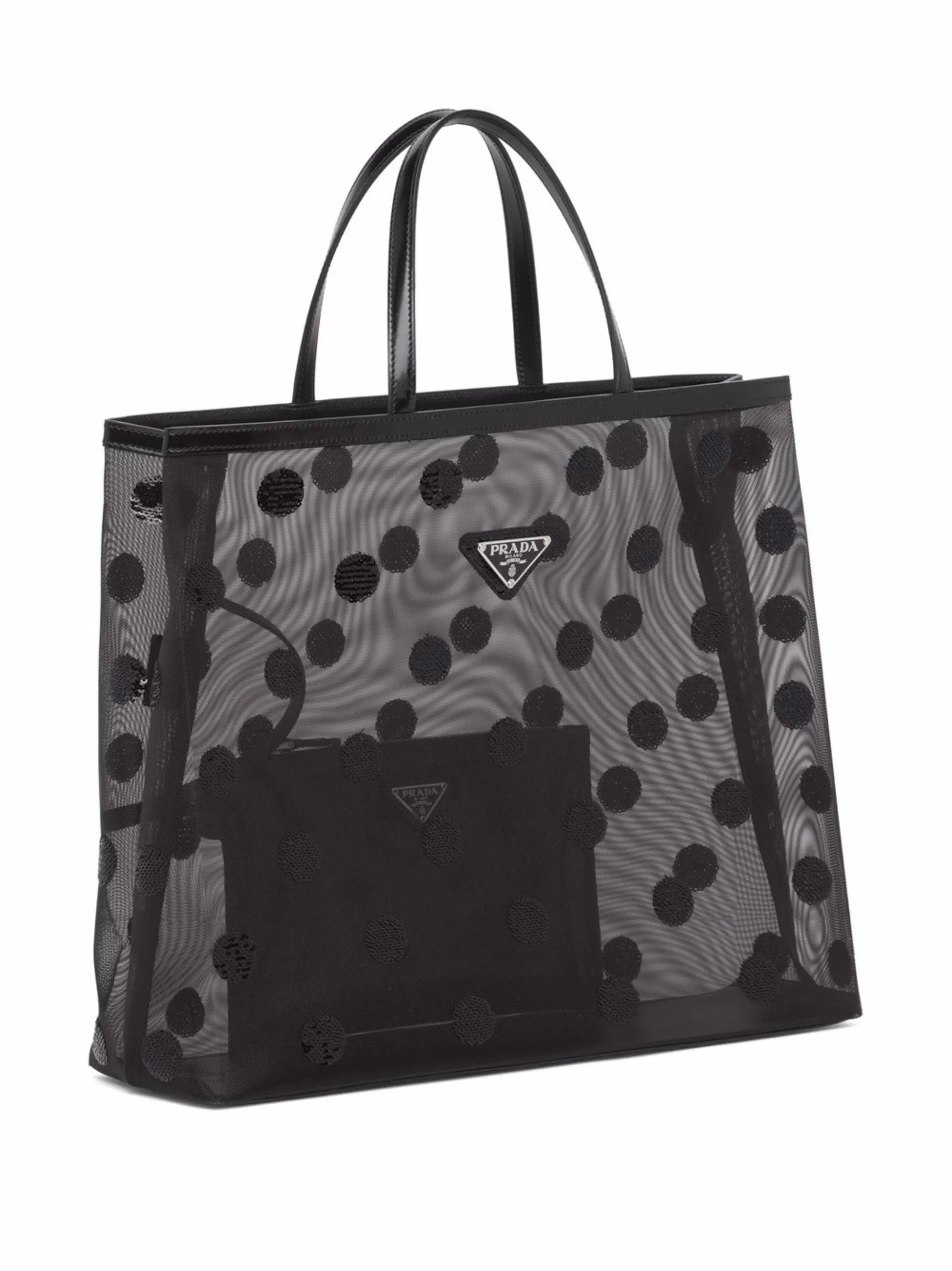 sequin-embellished polka-dot mesh shopper bag