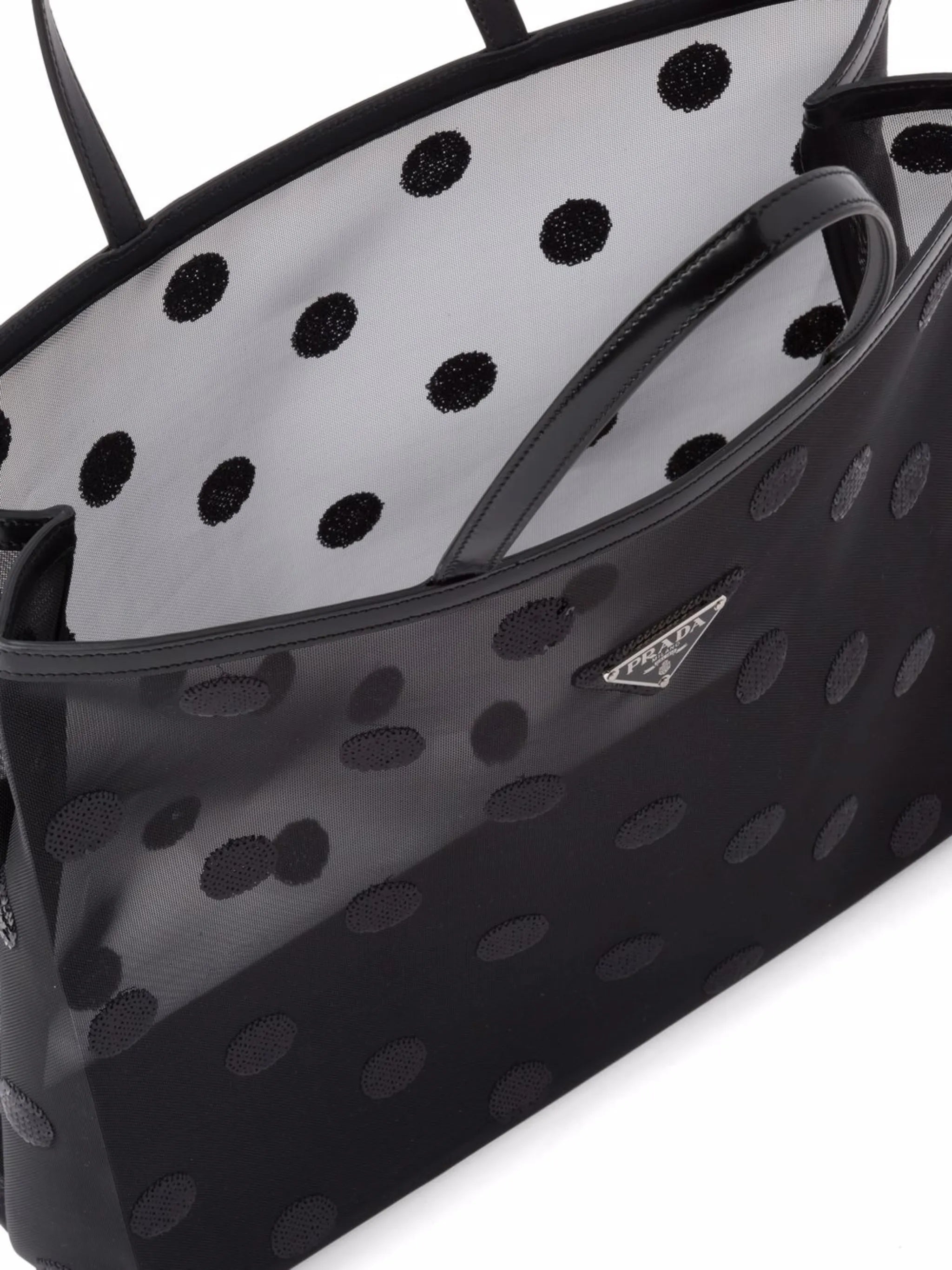 sequin-embellished polka-dot mesh shopper bag