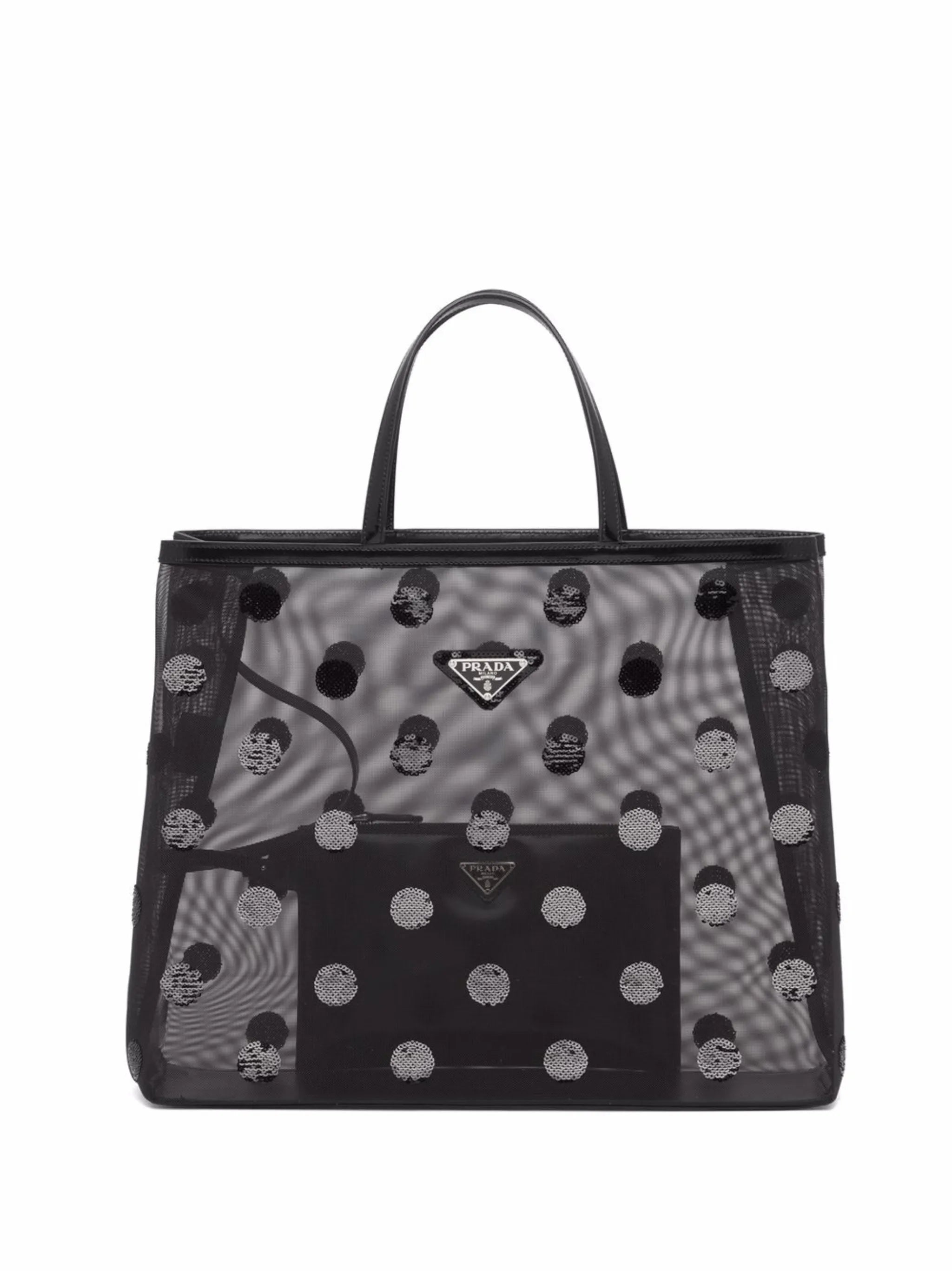 sequin-embellished polka-dot mesh shopper bag