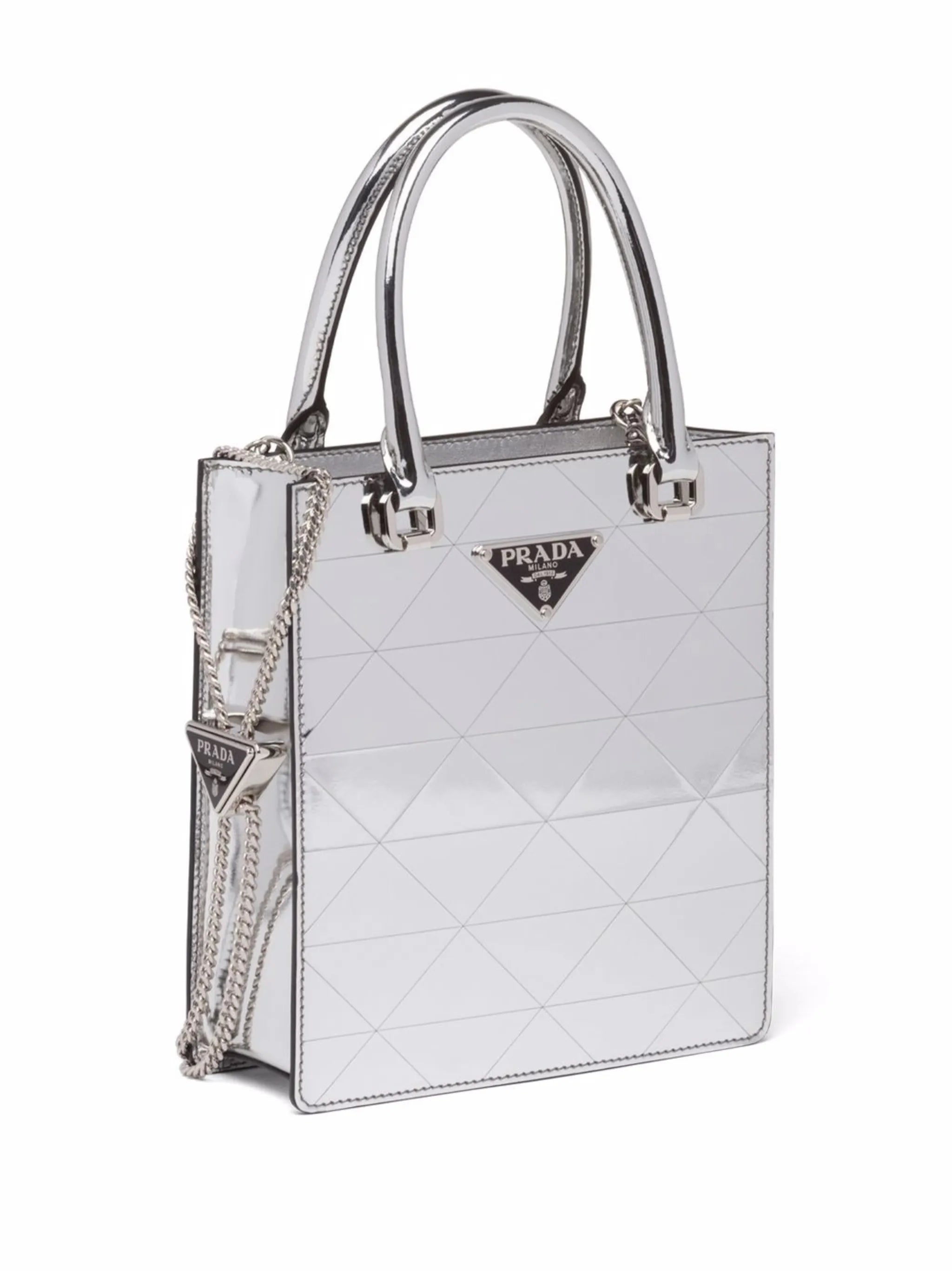 hammered triangle-panel mini bag