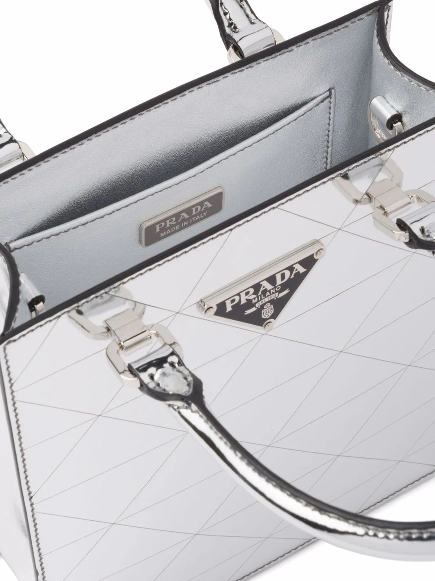 hammered triangle-panel mini bag