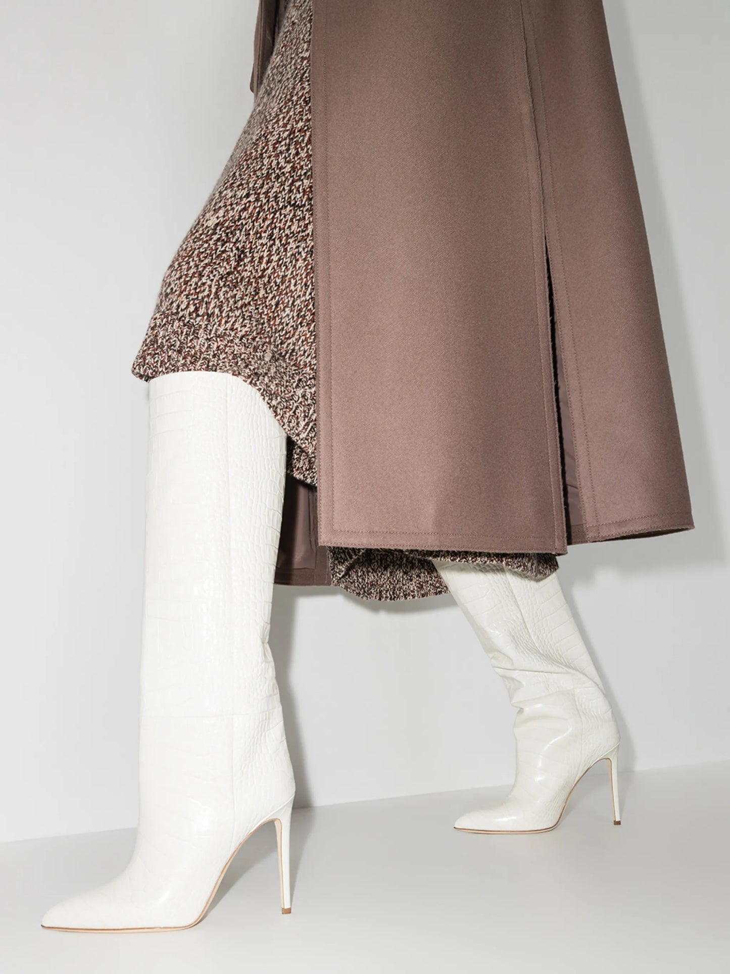 105mm crocodile-effect knee-high boots