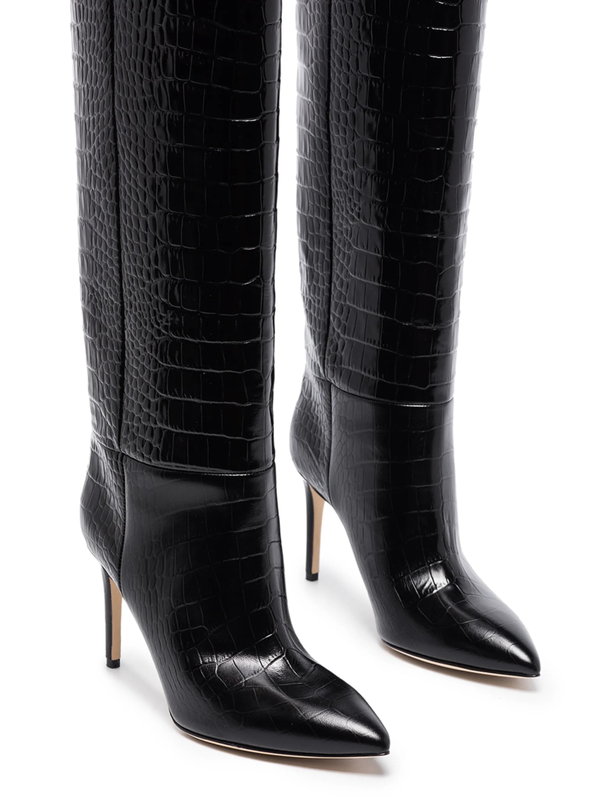 croc-effect stiletto boots
