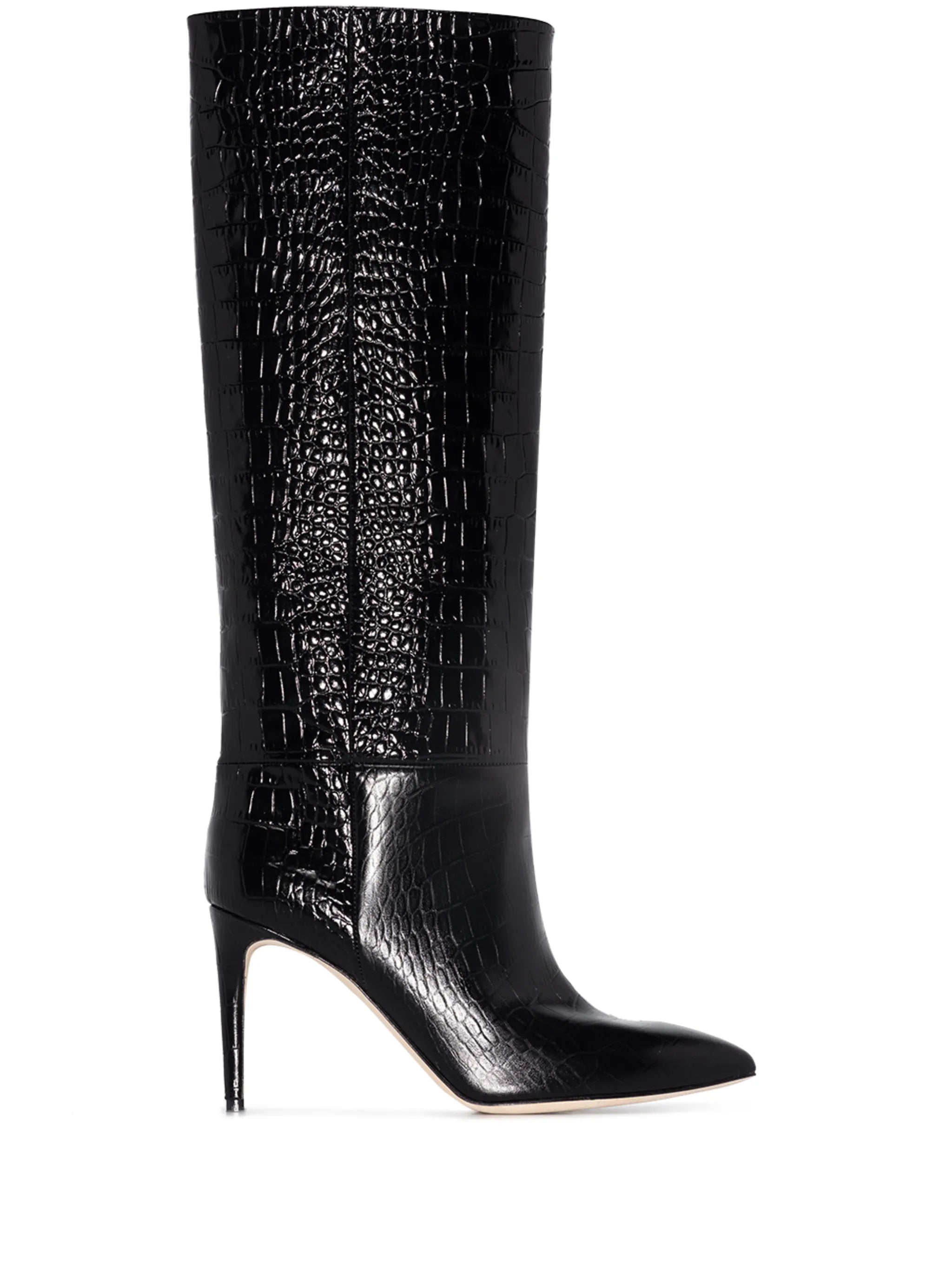 croc-effect stiletto boots