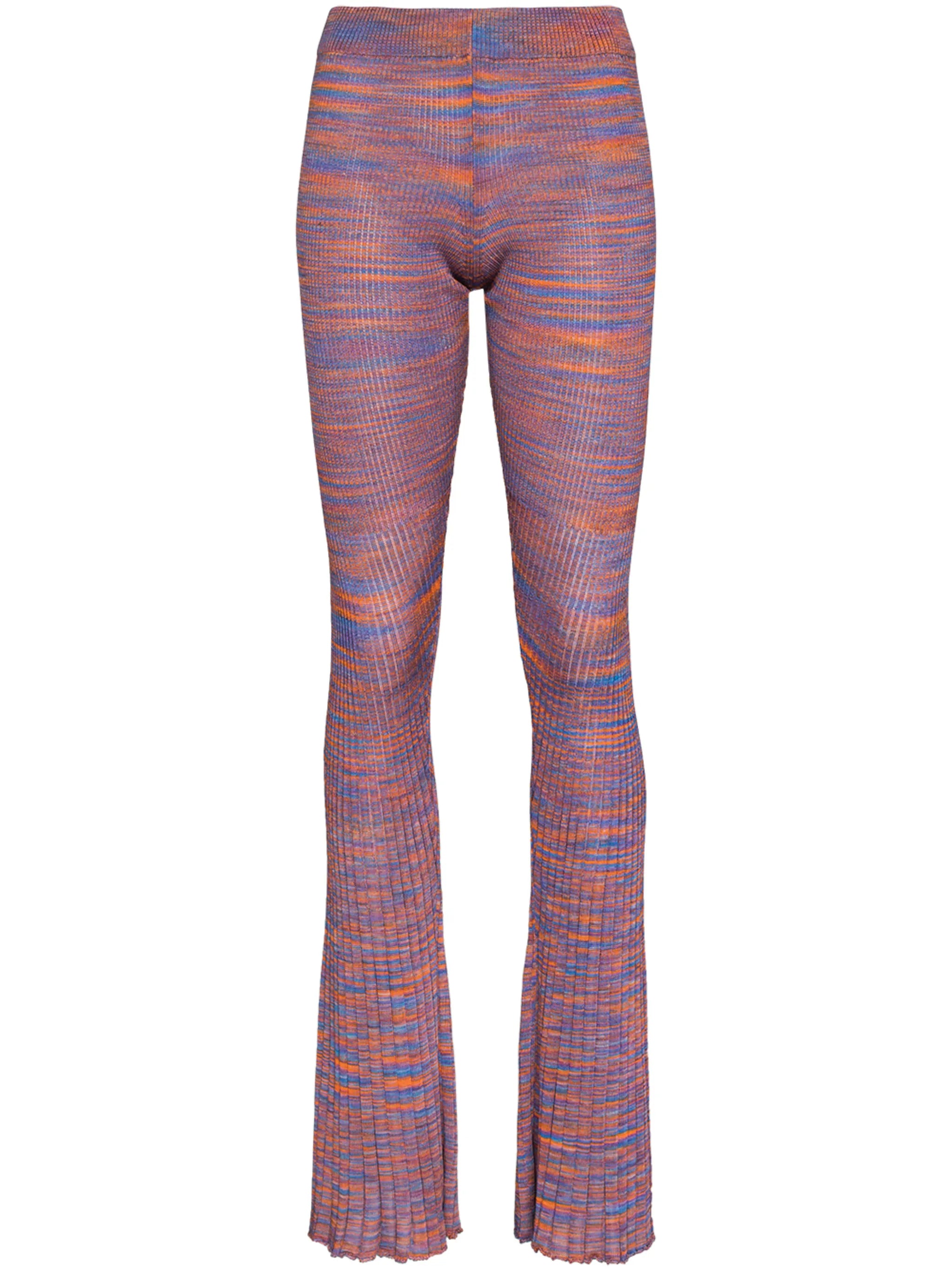 ribbed-knit flared trousers