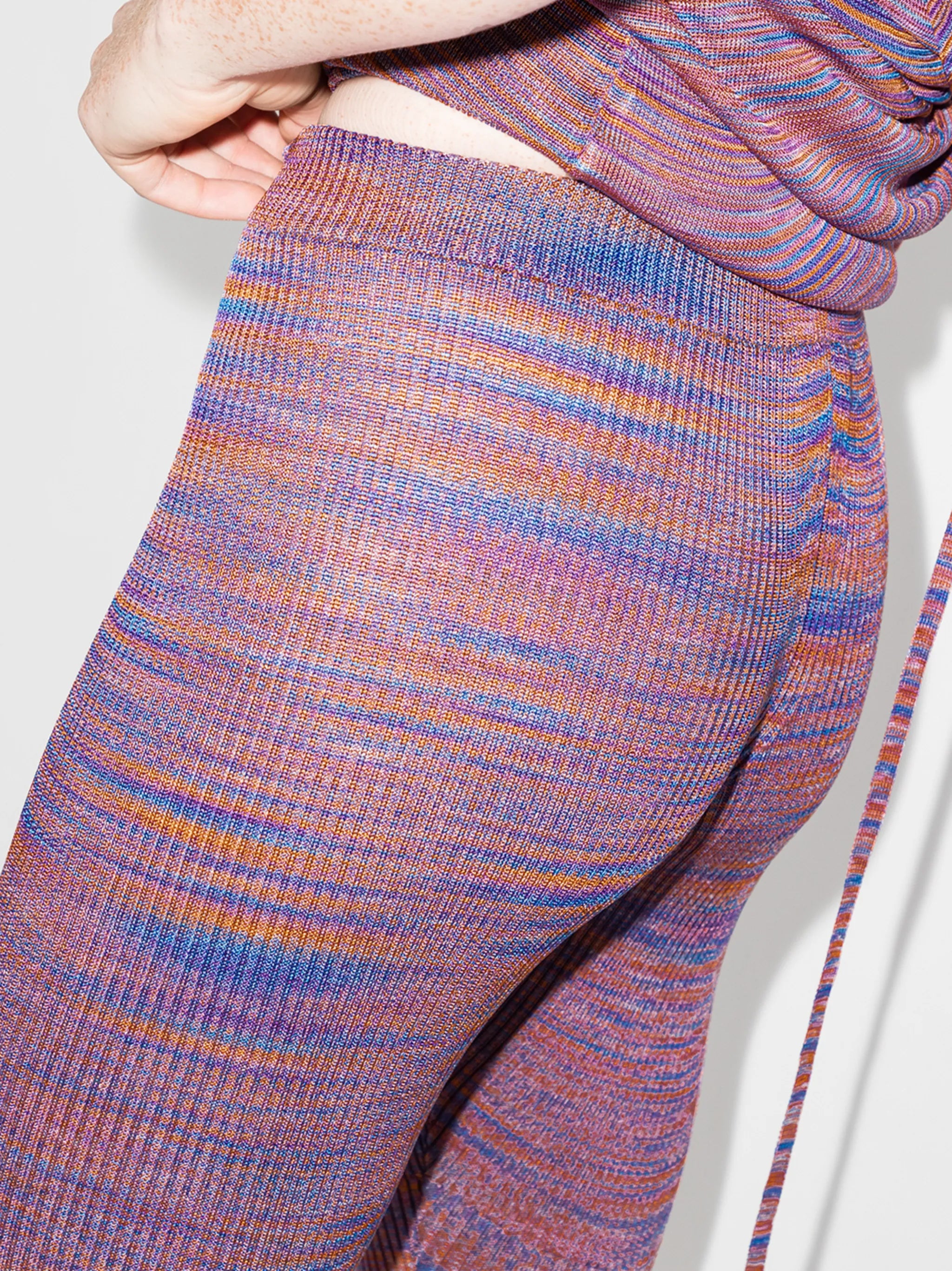 ribbed-knit flared trousers