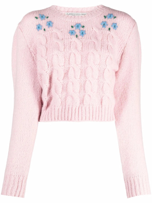 cropped cable knit jumper