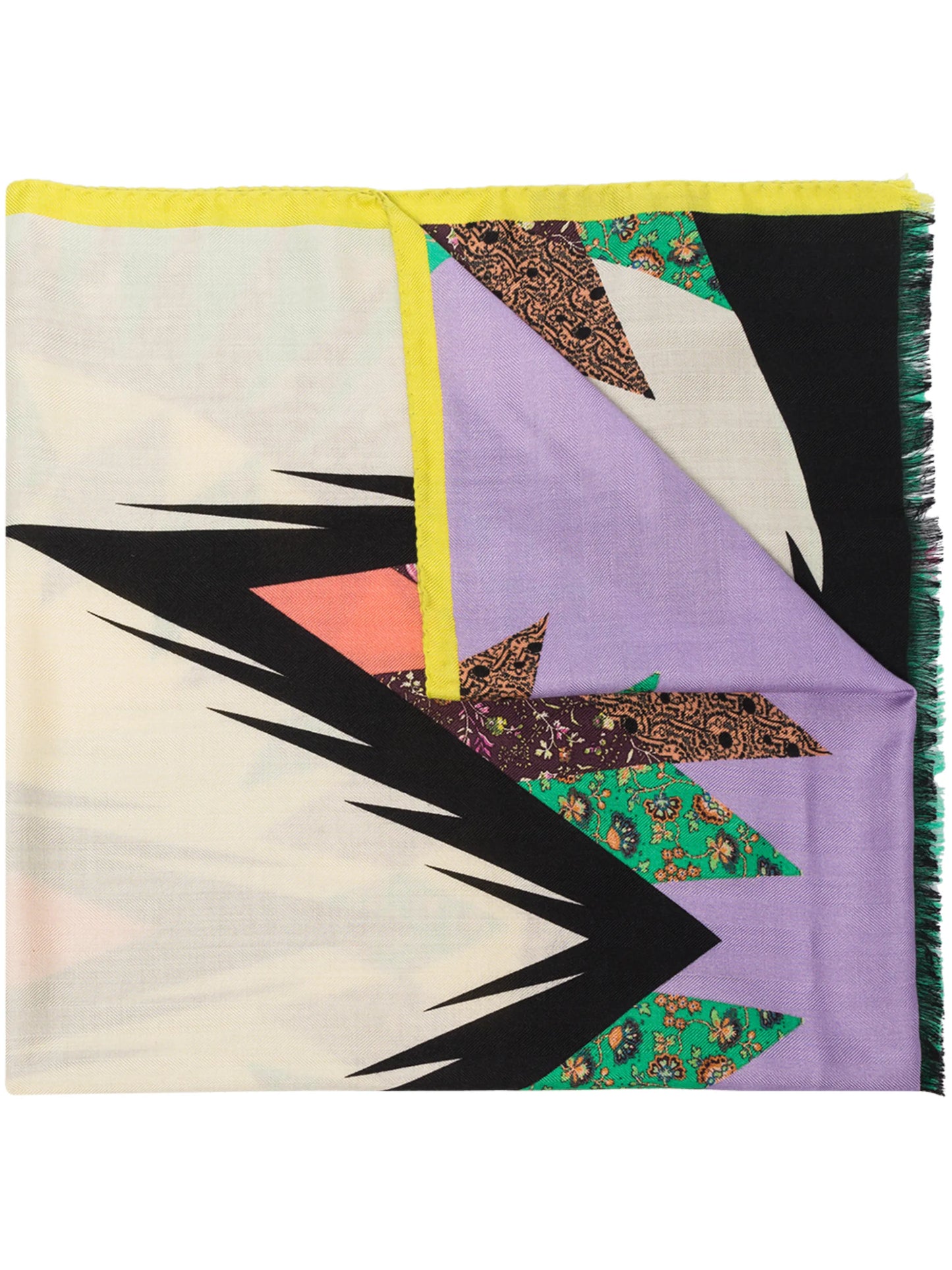 graphic-print frayed scarf