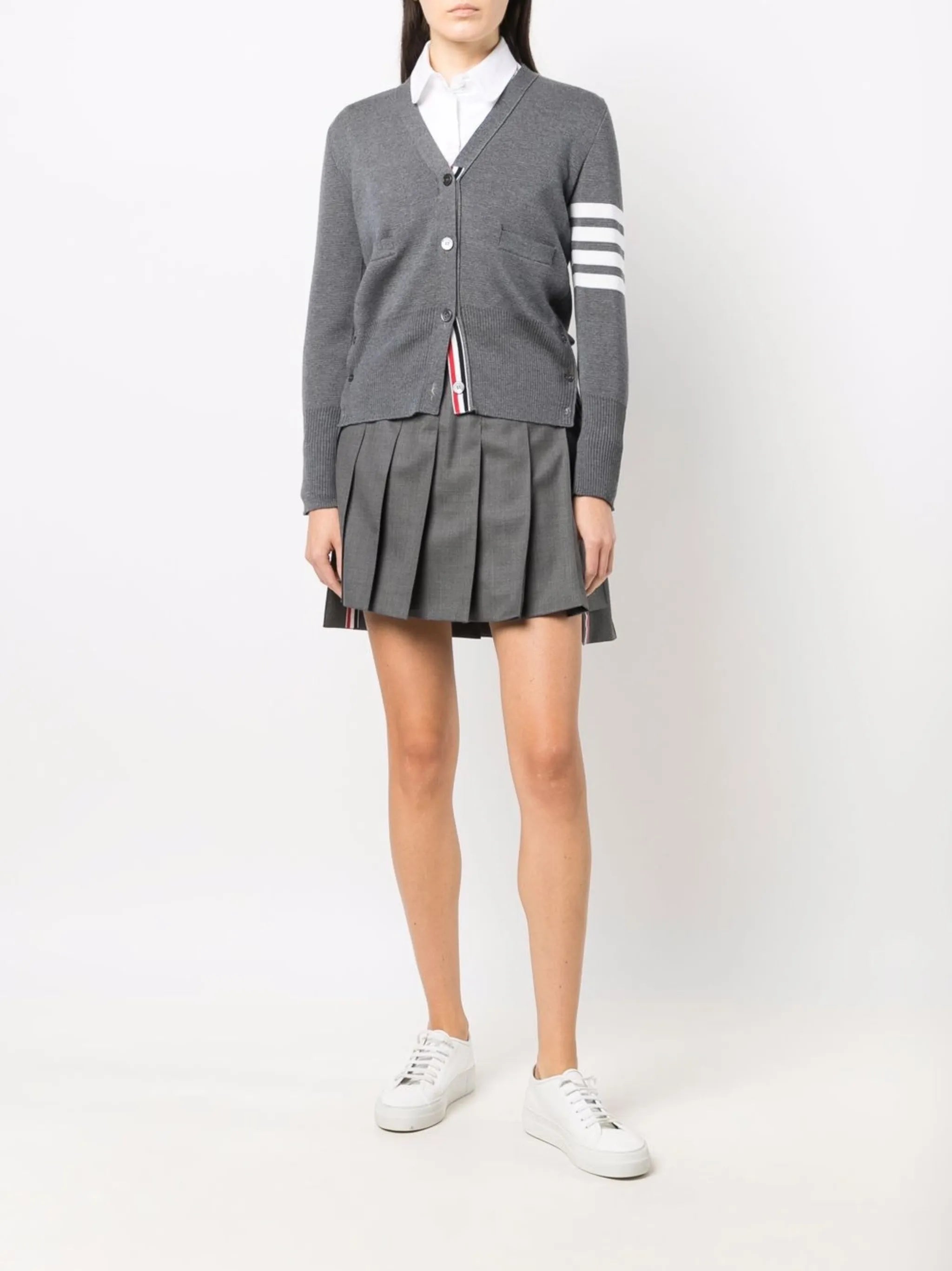 step-hem pleated skirt