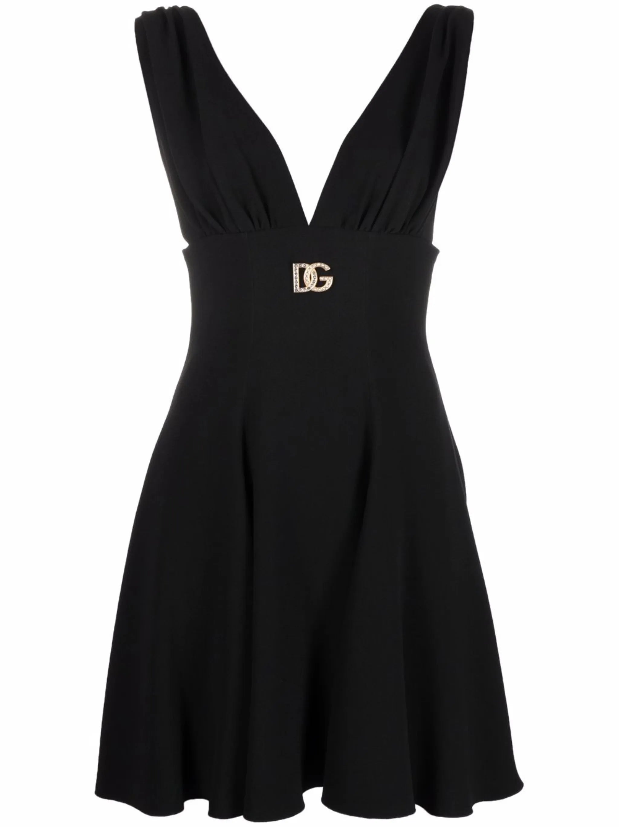 logo-plaque V-neck dress