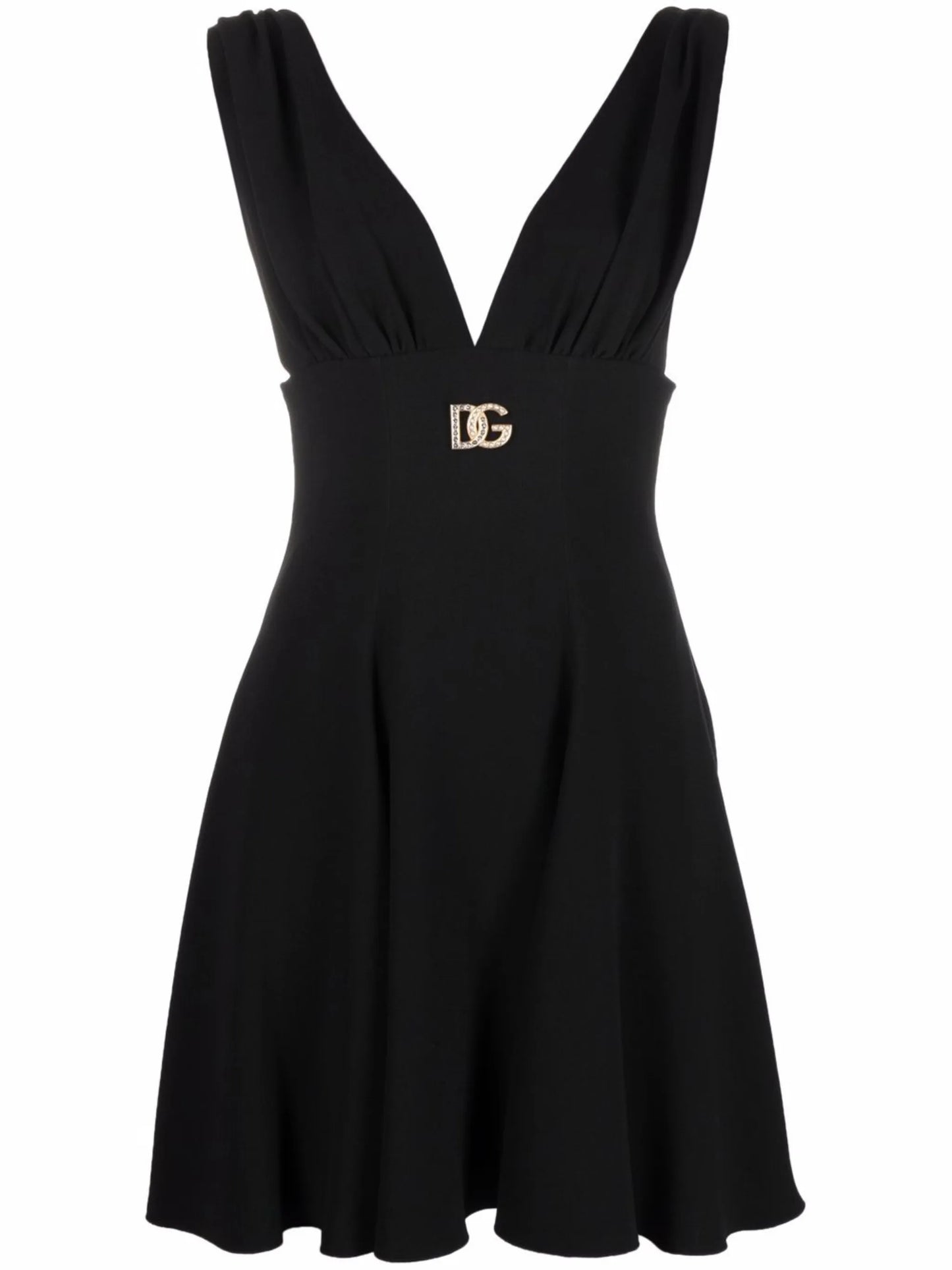 logo-plaque V-neck dress