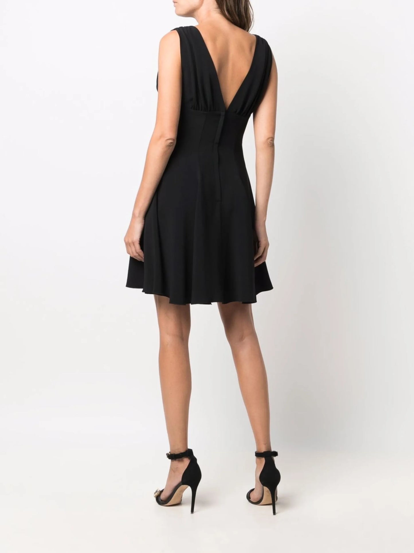 logo-plaque V-neck dress