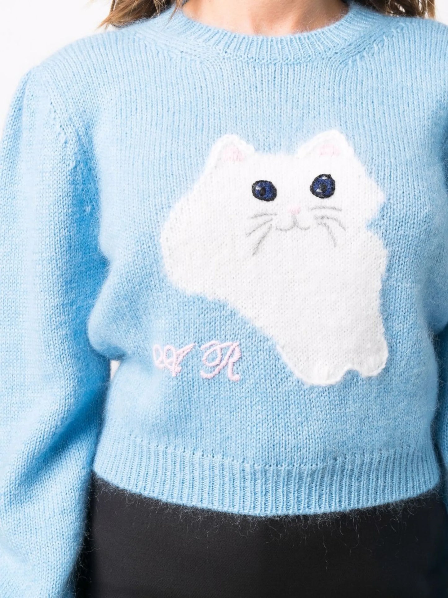 cat intarsia knit jumper