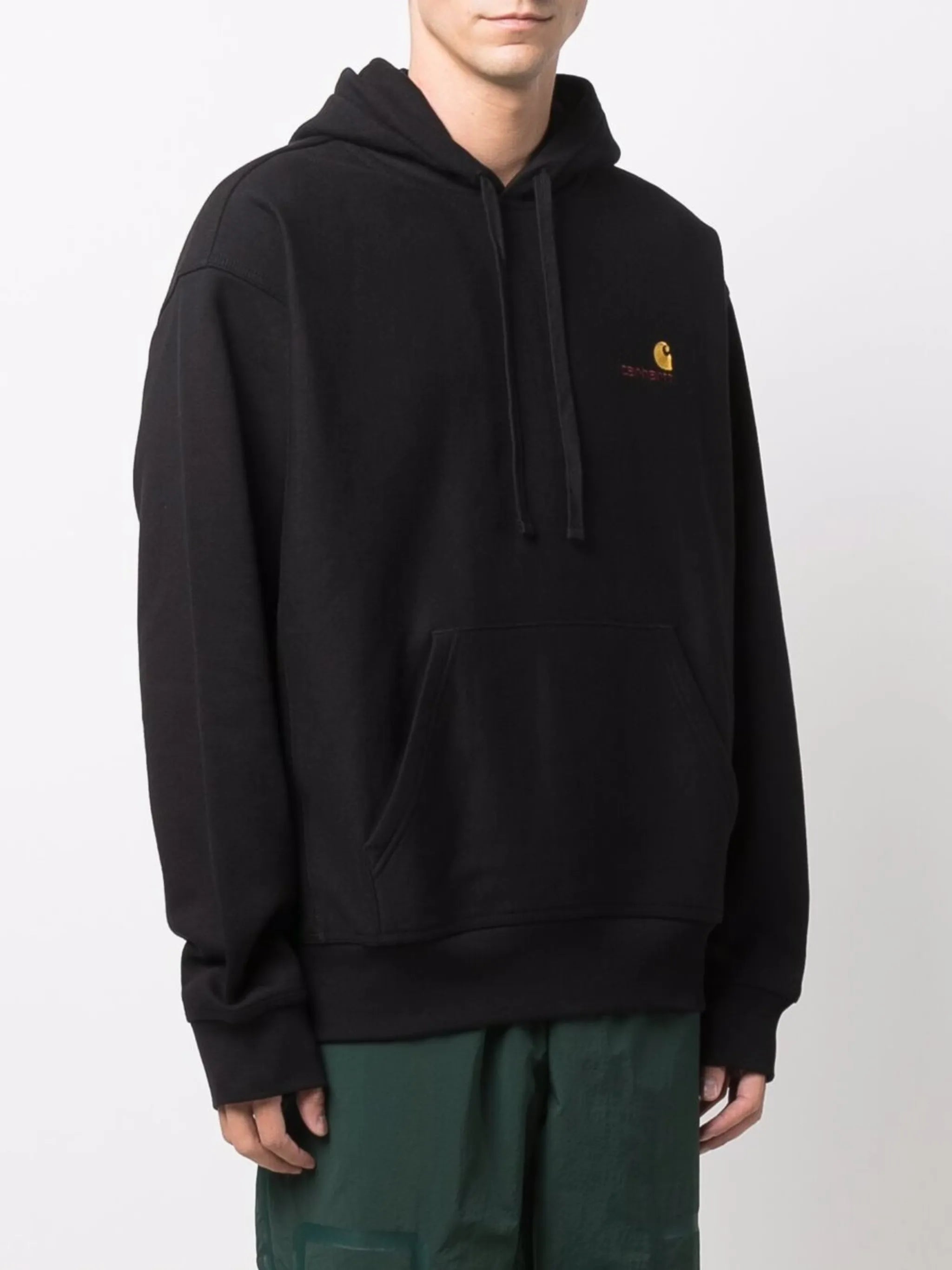 embroidered logo drawstring hoodie