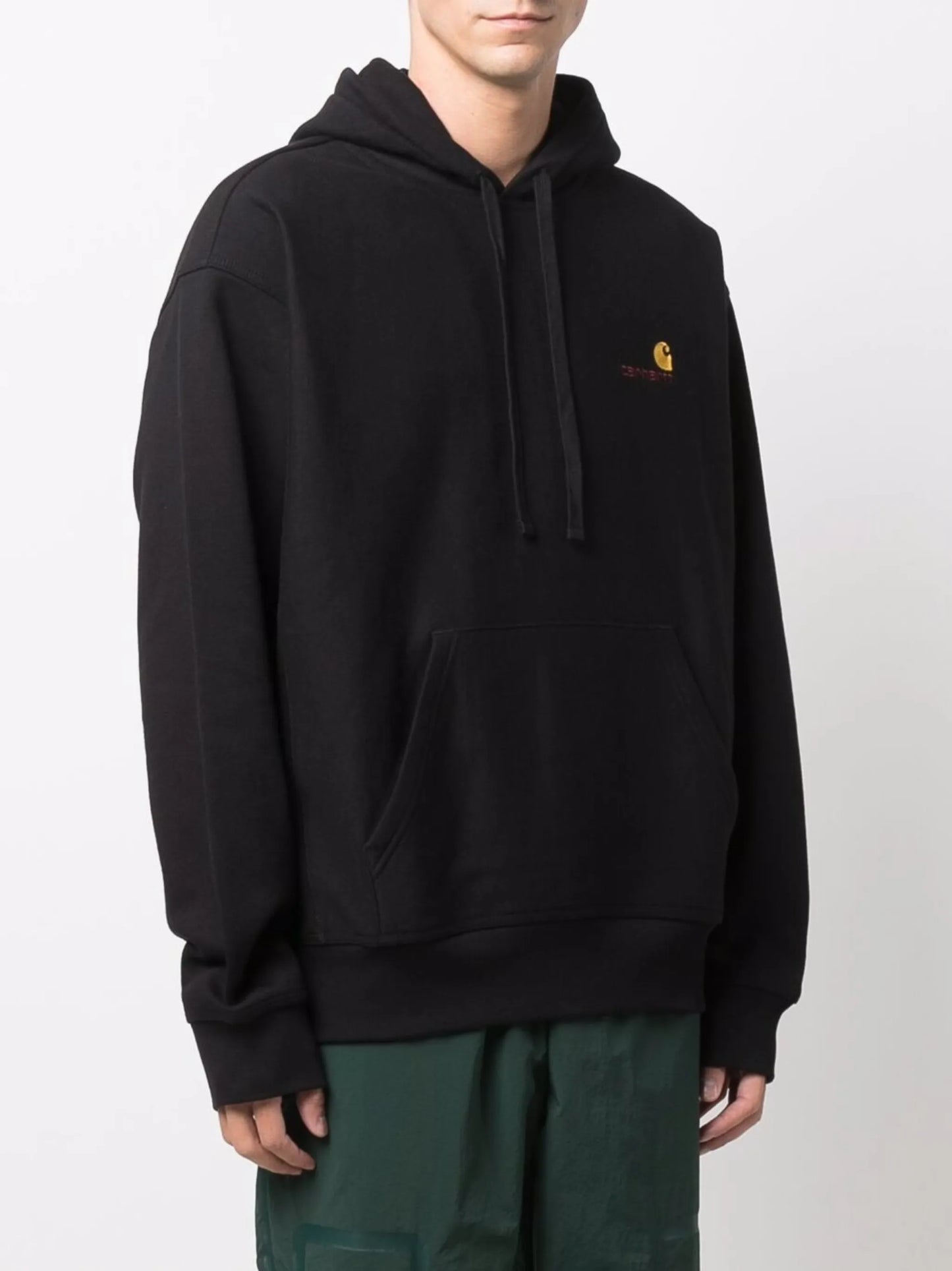 embroidered logo drawstring hoodie