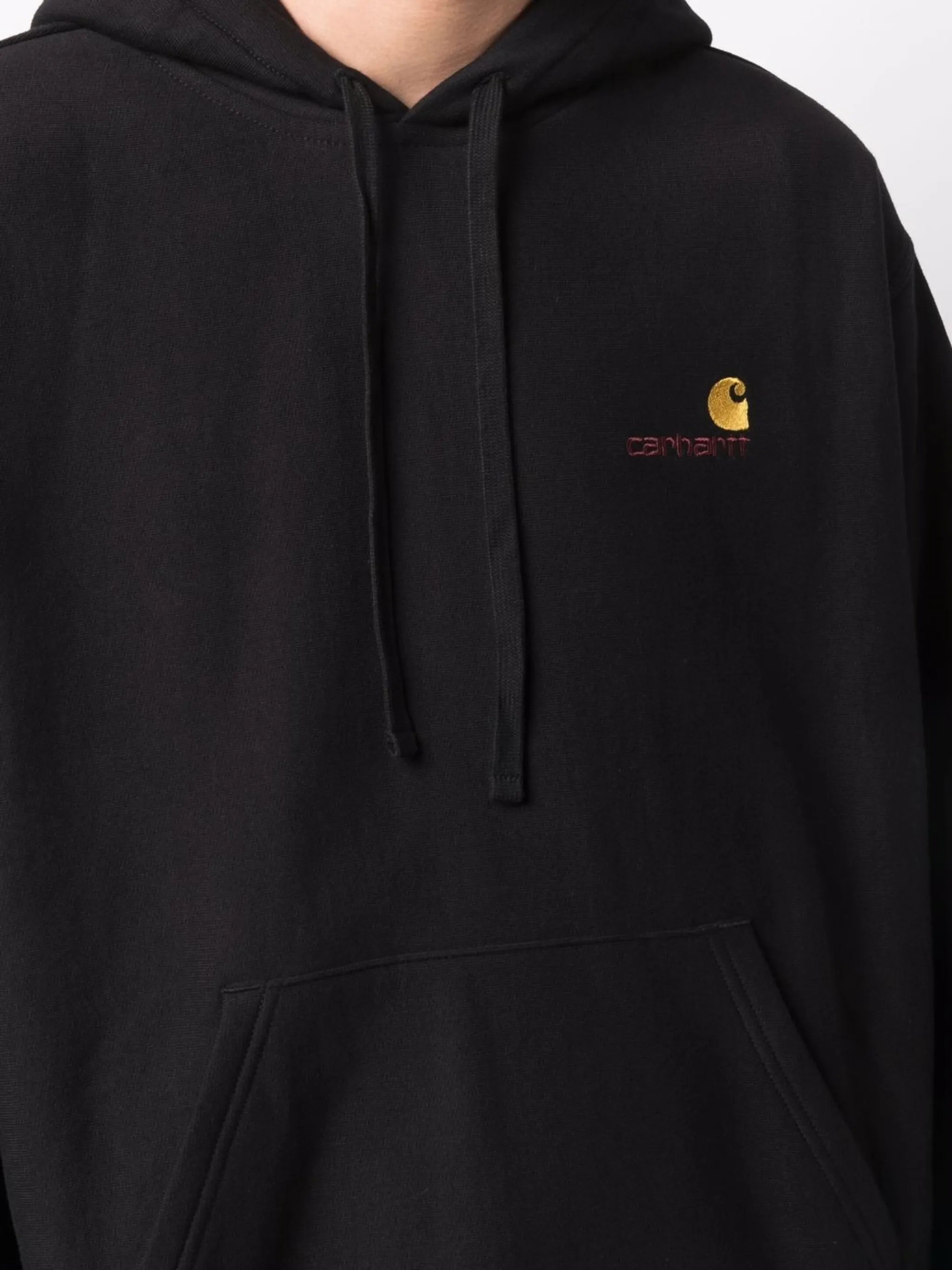 embroidered logo drawstring hoodie