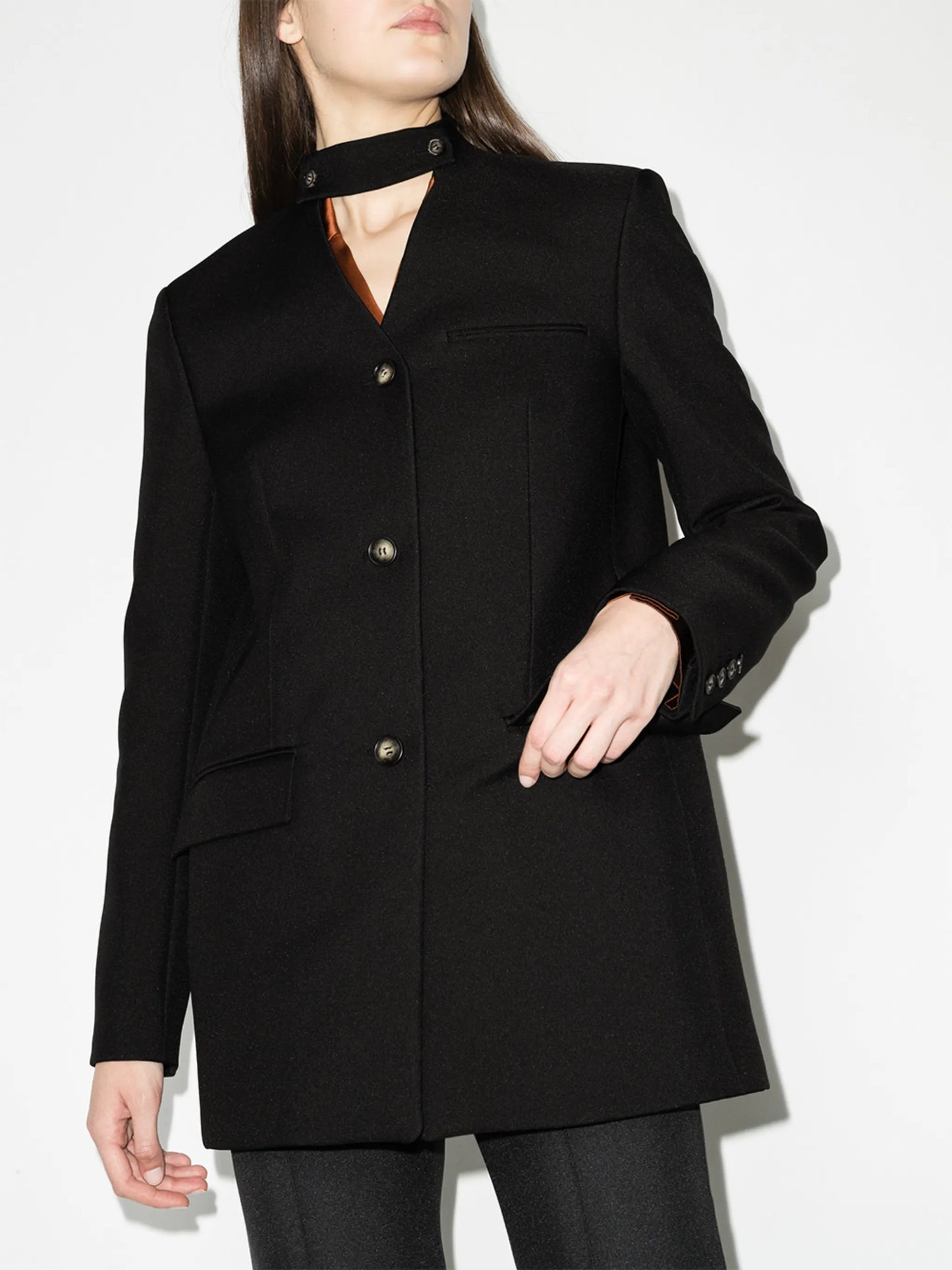 Anago collarless blazer