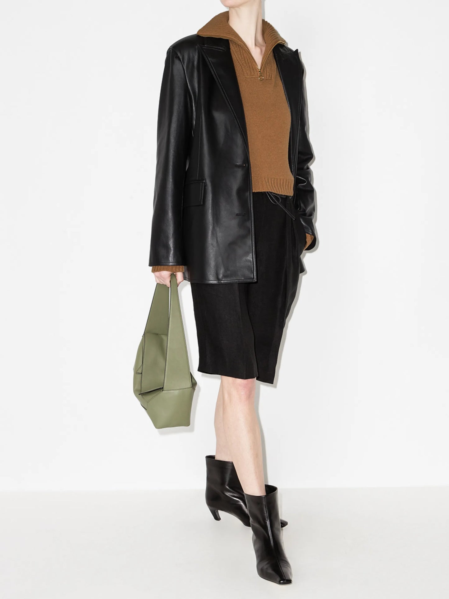 front-zip cropped knitted jumper