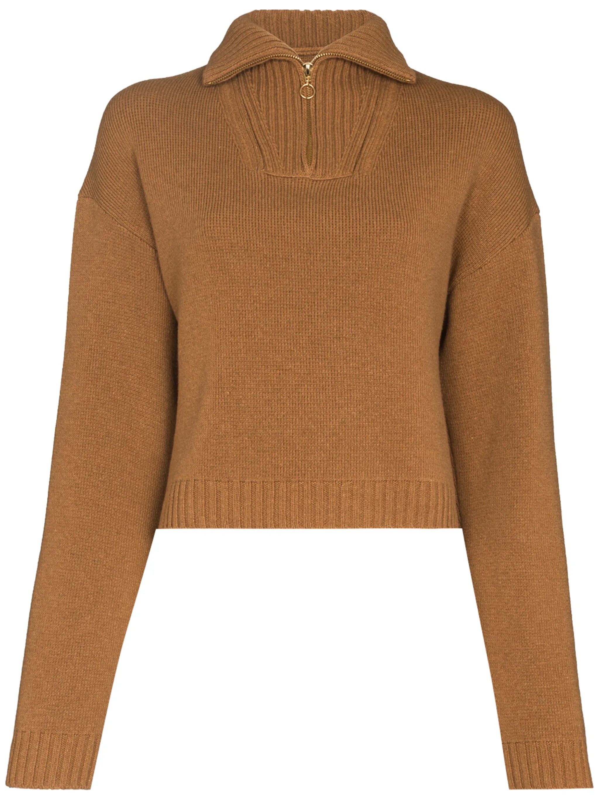 front-zip cropped knitted jumper