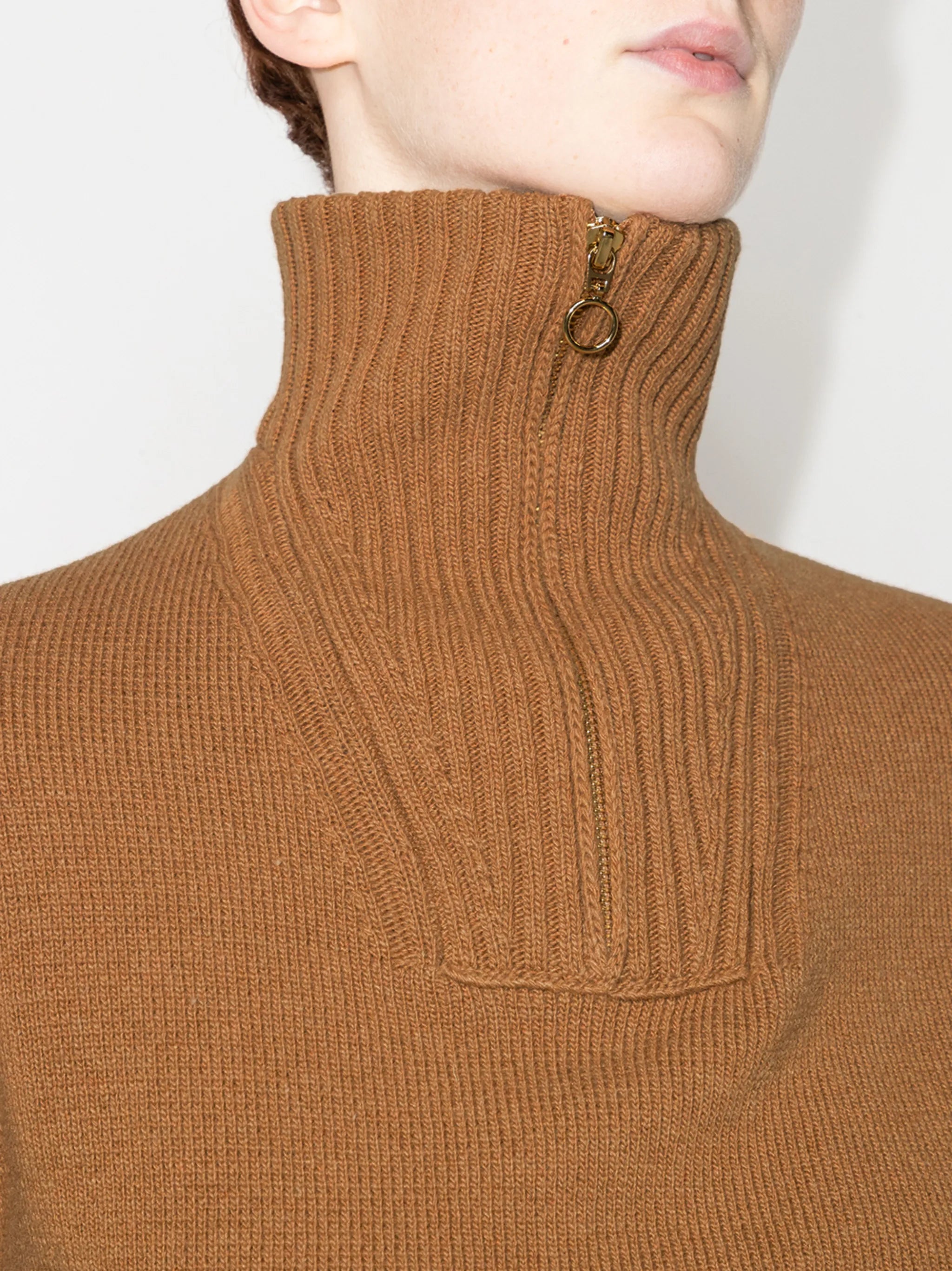 front-zip cropped knitted jumper