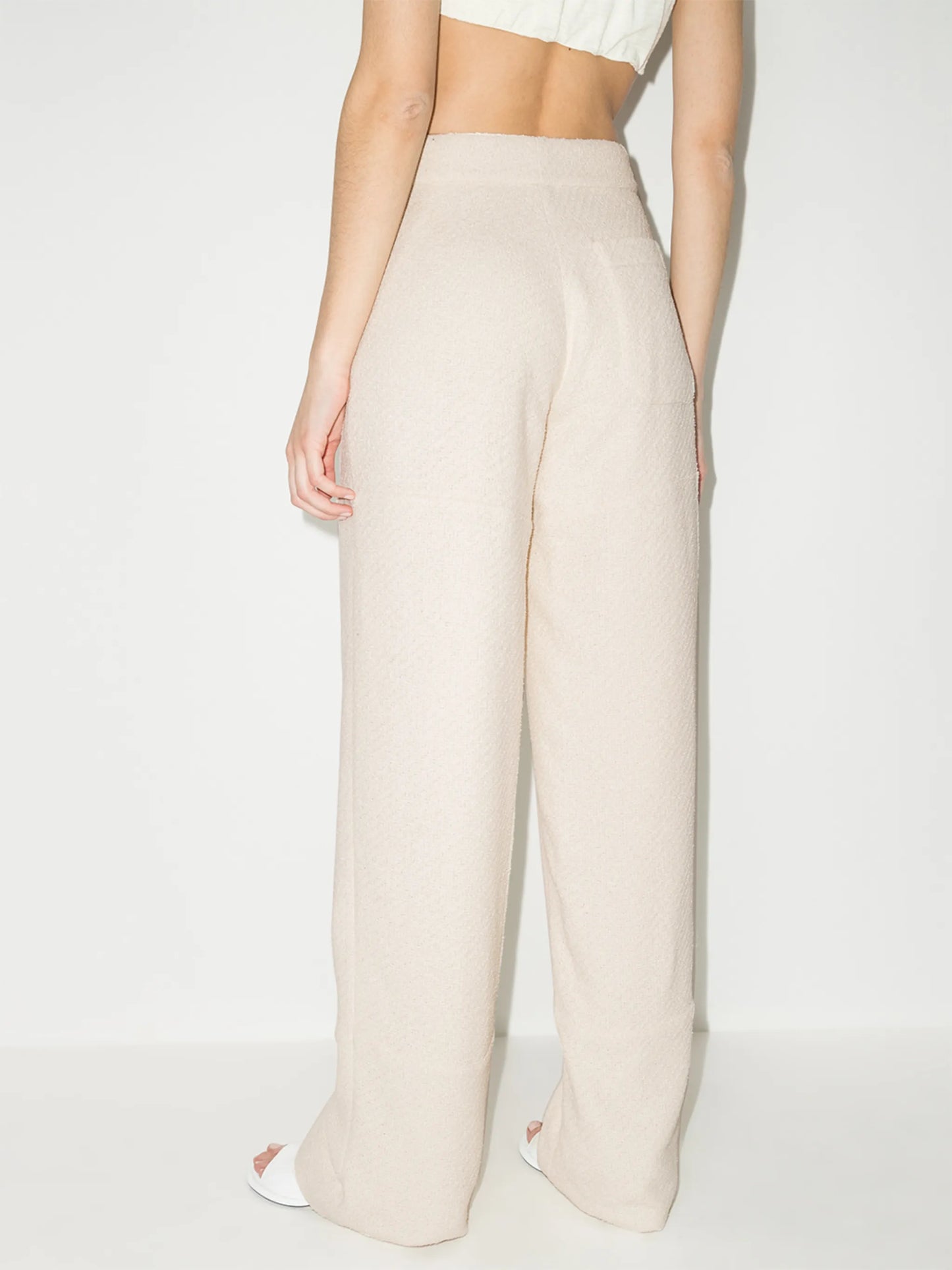 wide-leg linen-blend trousers