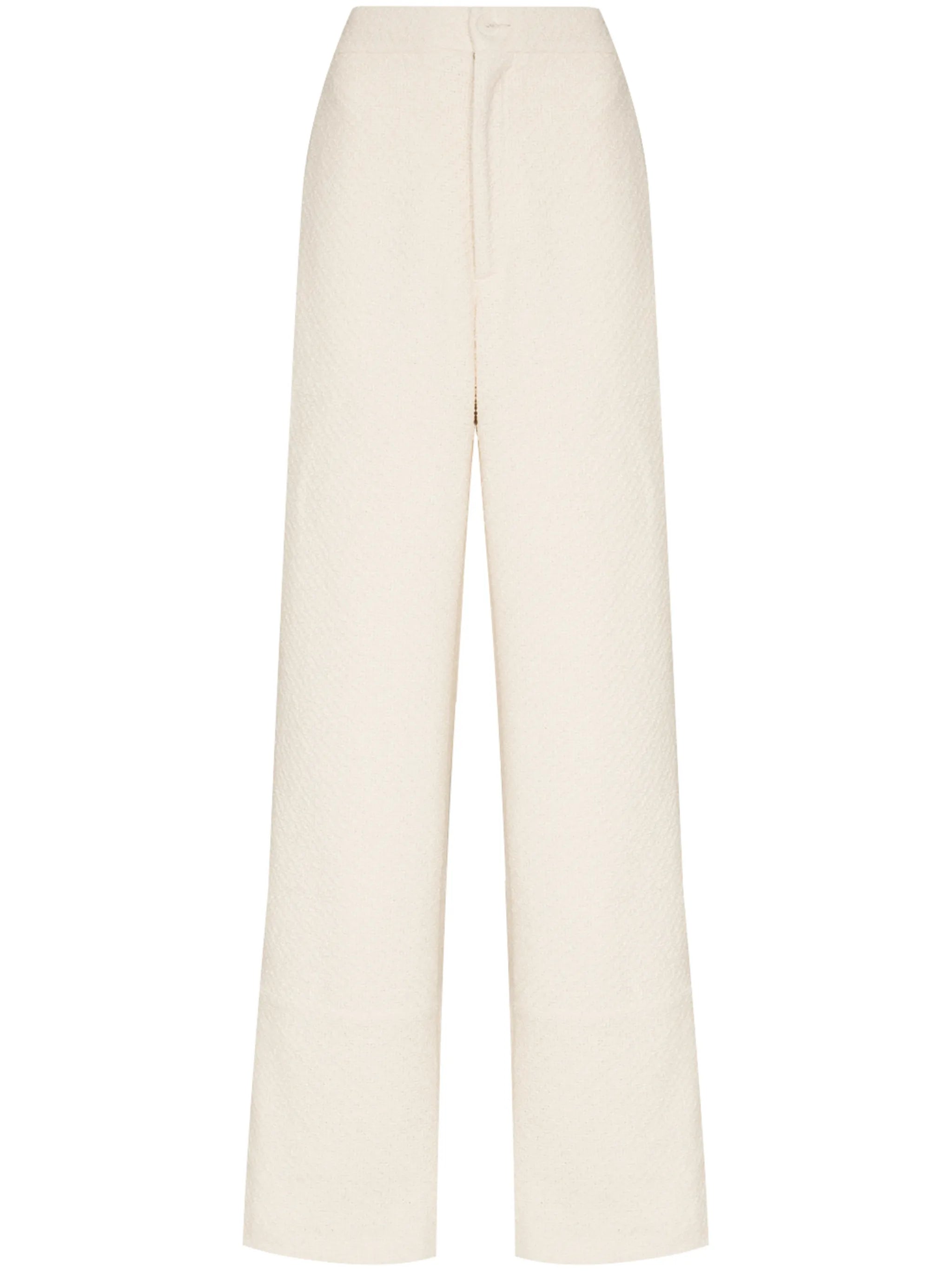 wide-leg linen-blend trousers