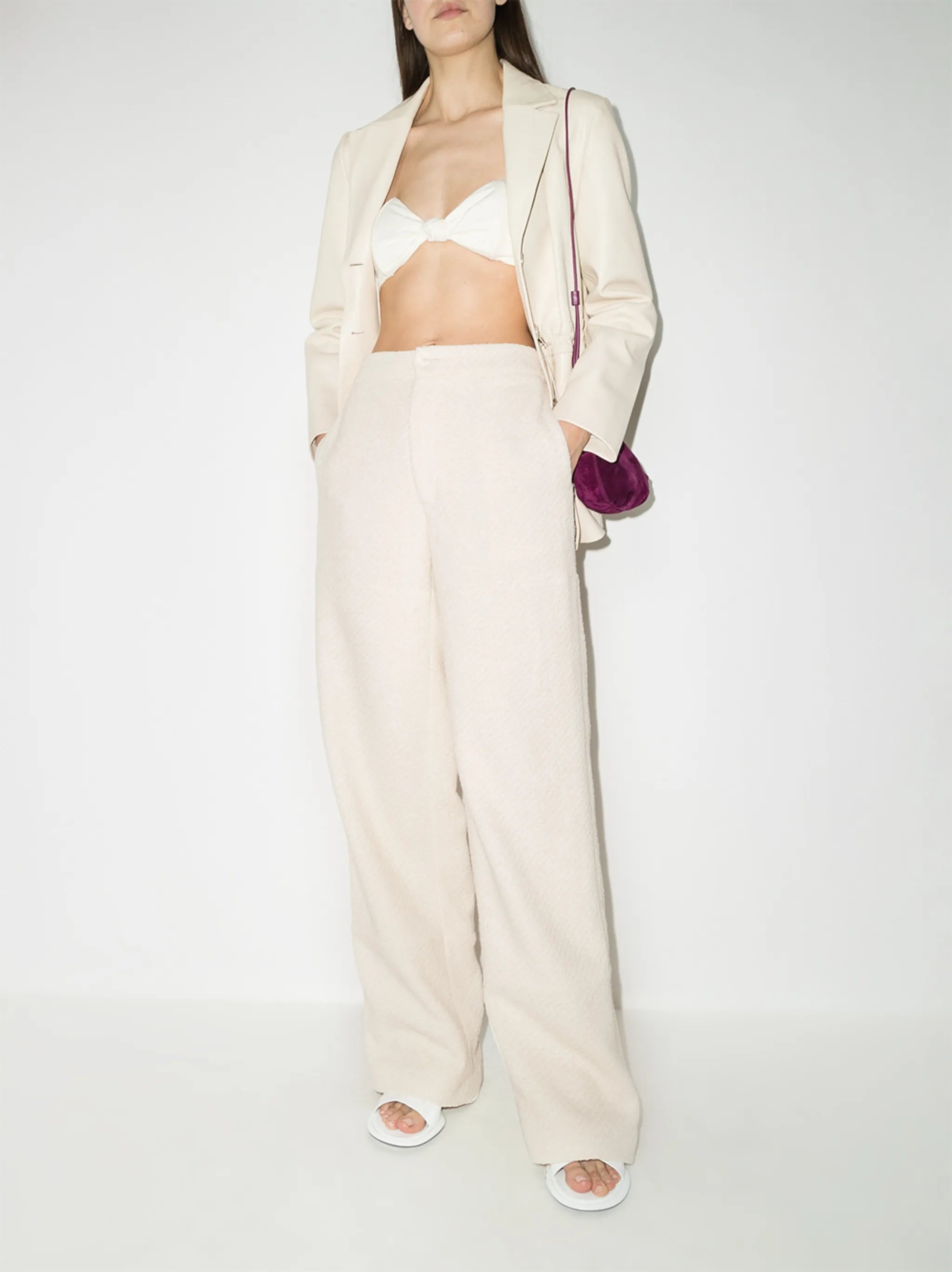 wide-leg linen-blend trousers