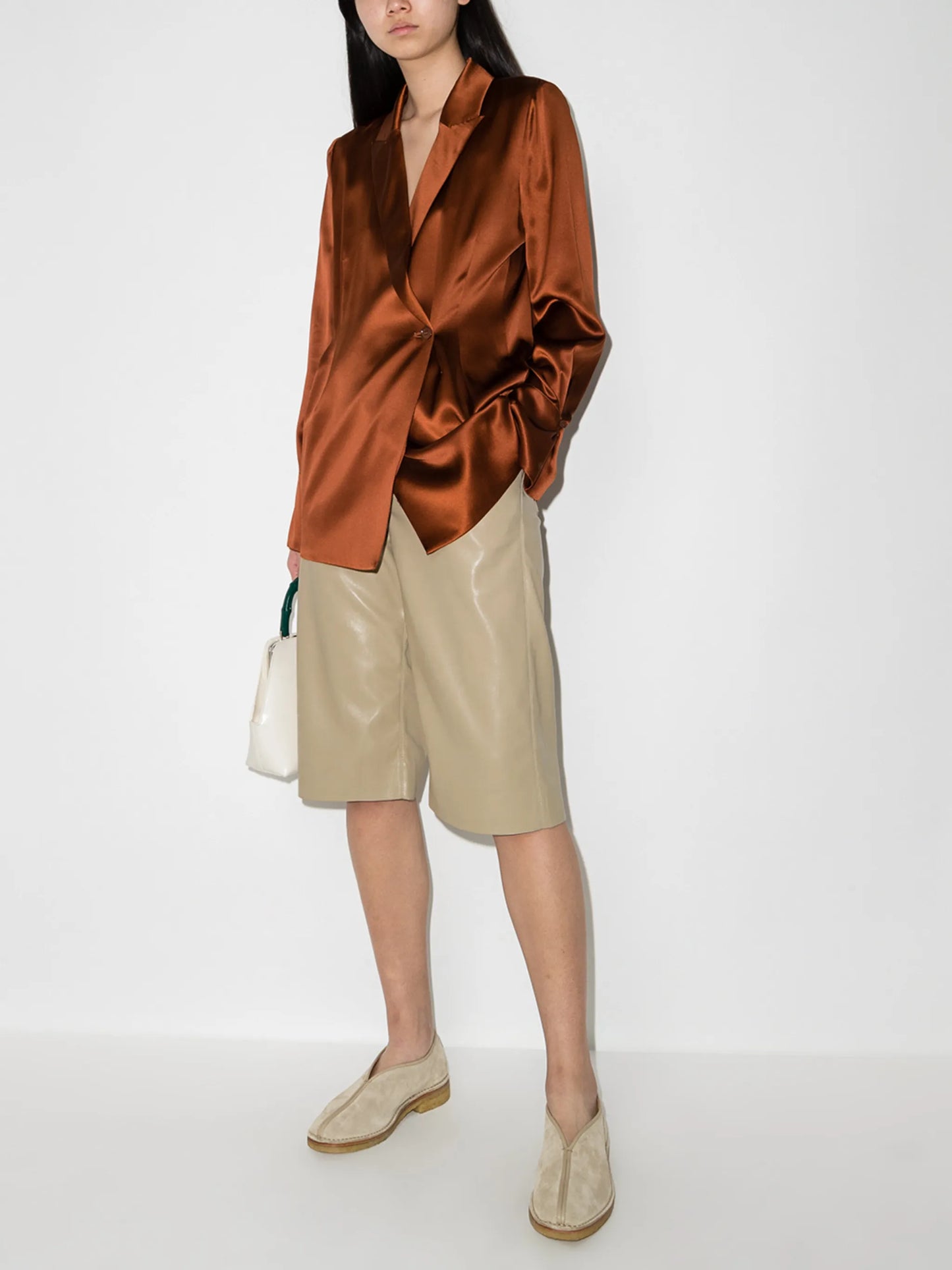 Wendel faux-leather knee-length shorts