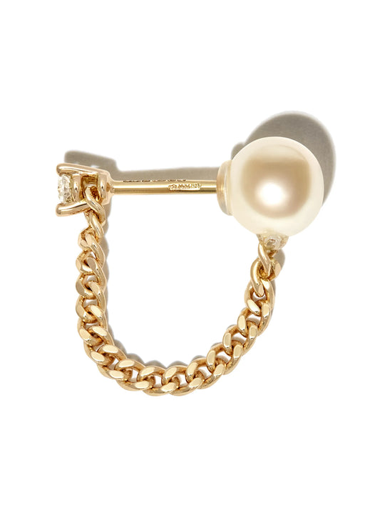 18kt yellow gold Unchain My Art pearl and diamond single earring