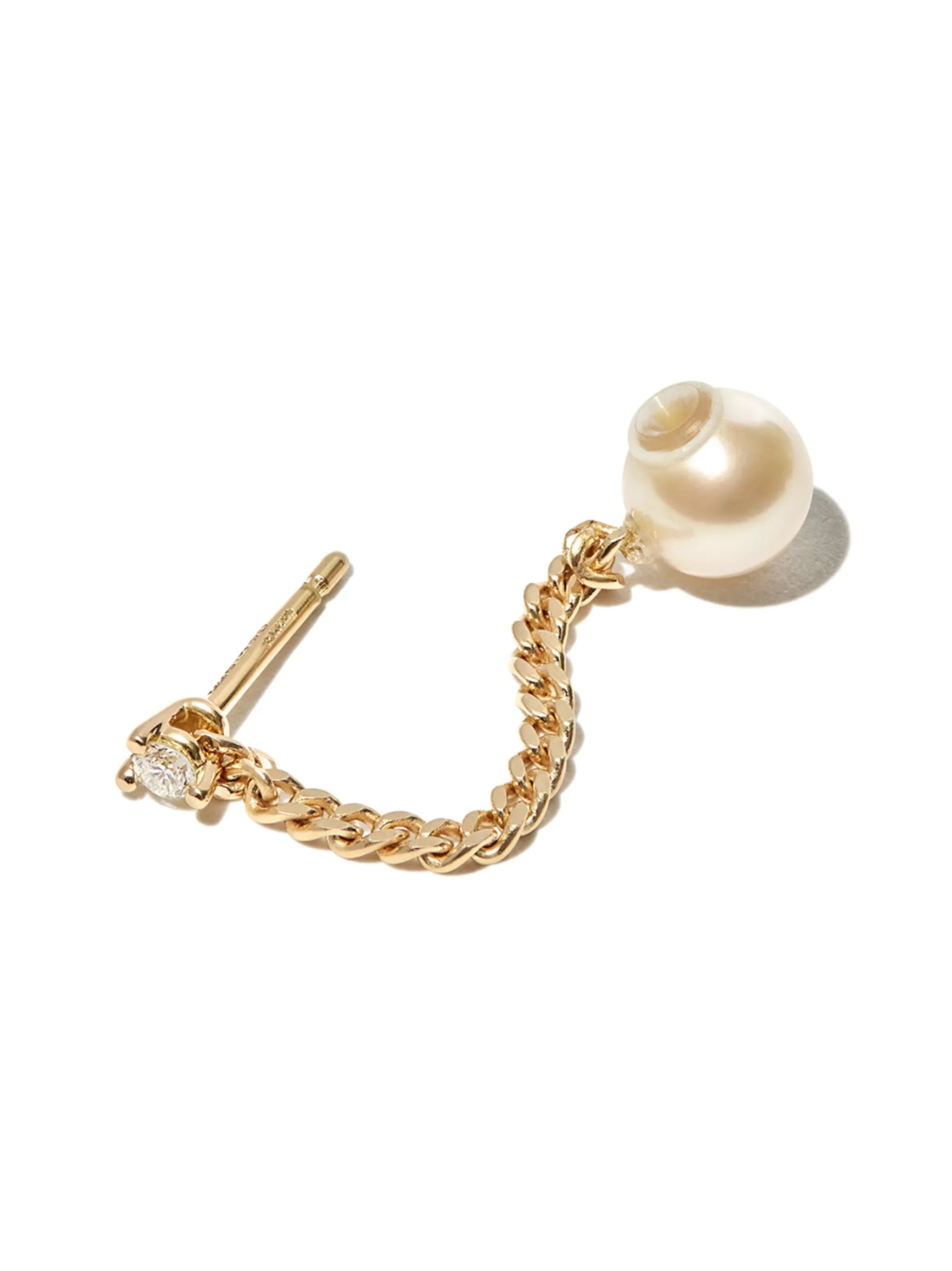18kt yellow gold Unchain My Art pearl and diamond single earring