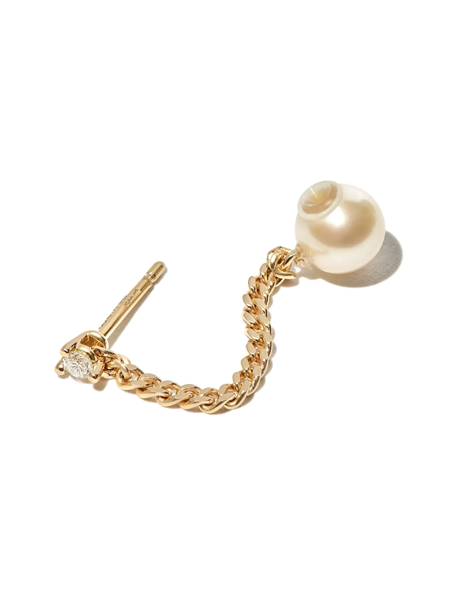18kt yellow gold Unchain My Art pearl and diamond single earring