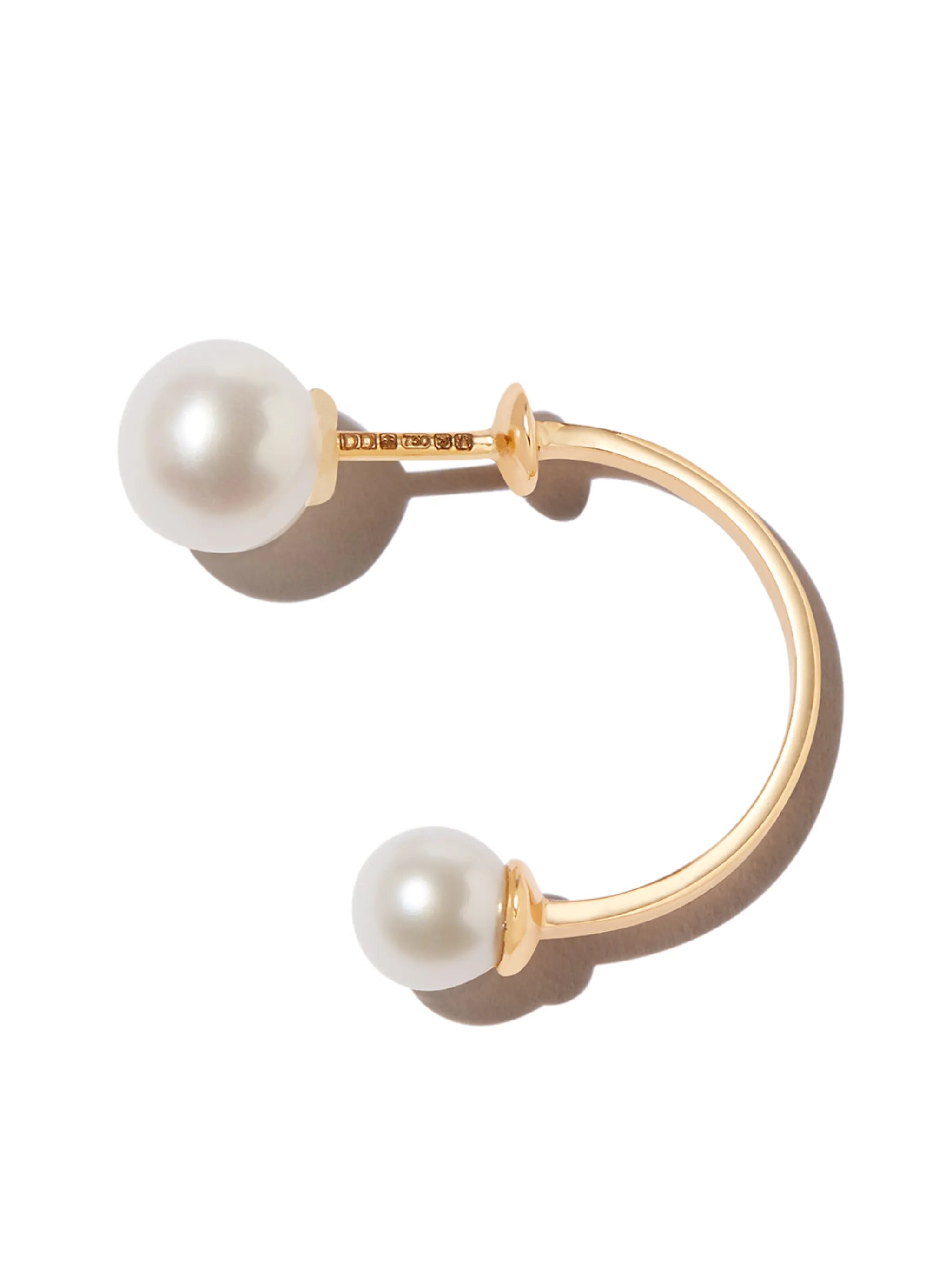 18kt yellow gold Double Pearl single earring