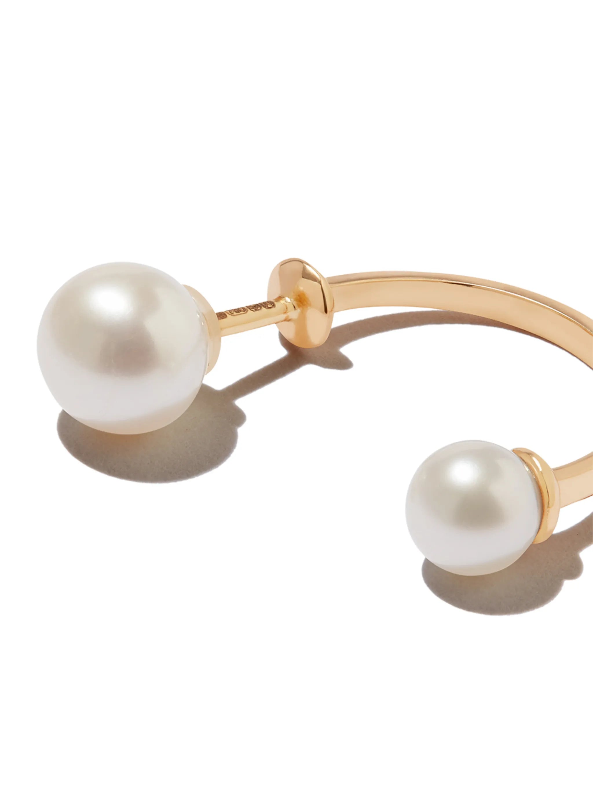 18kt yellow gold Double Pearl single earring