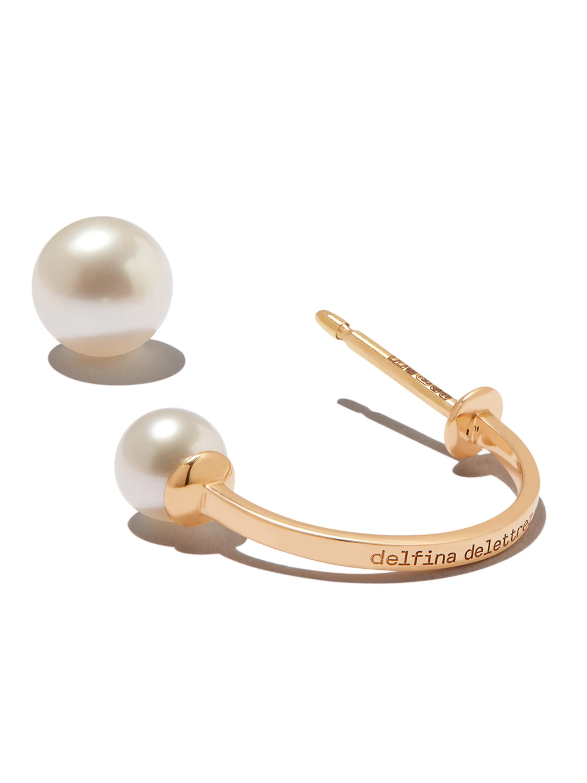 18kt yellow gold Double Pearl single earring
