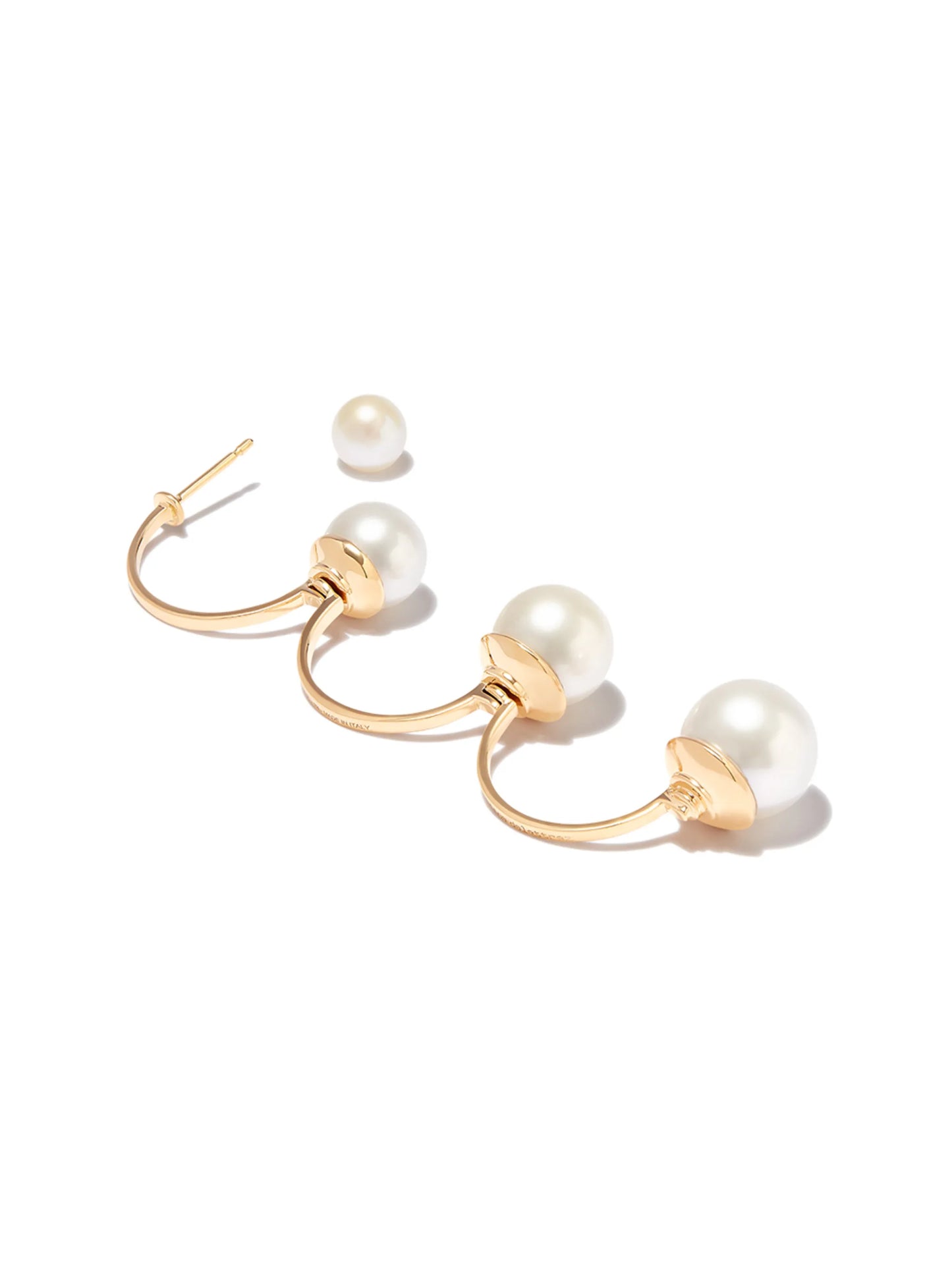 18kt yellow gold Multi Pearl single drop earring