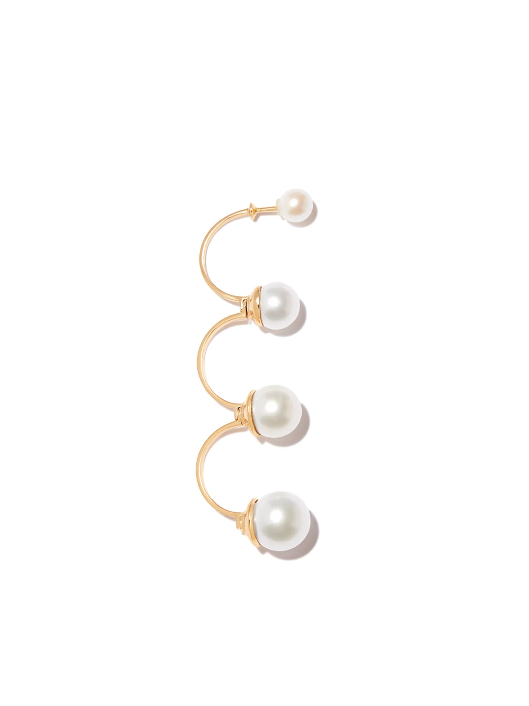 18kt yellow gold Multi Pearl single drop earring