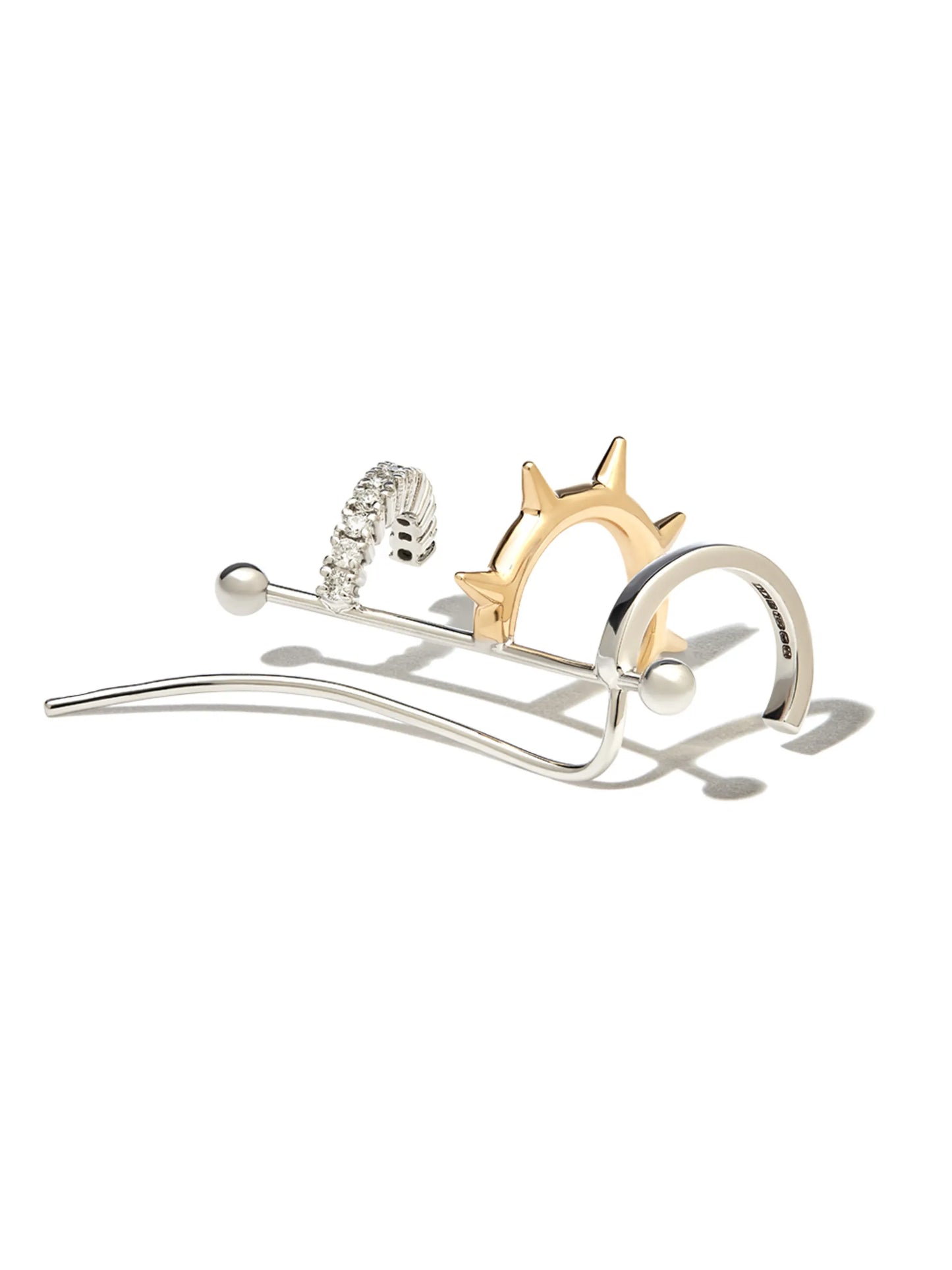 18kt white gold 1987 diamond single ear cuff