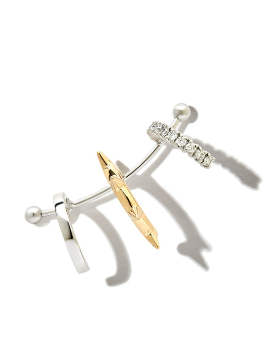 18kt white gold 1987 diamond single ear cuff