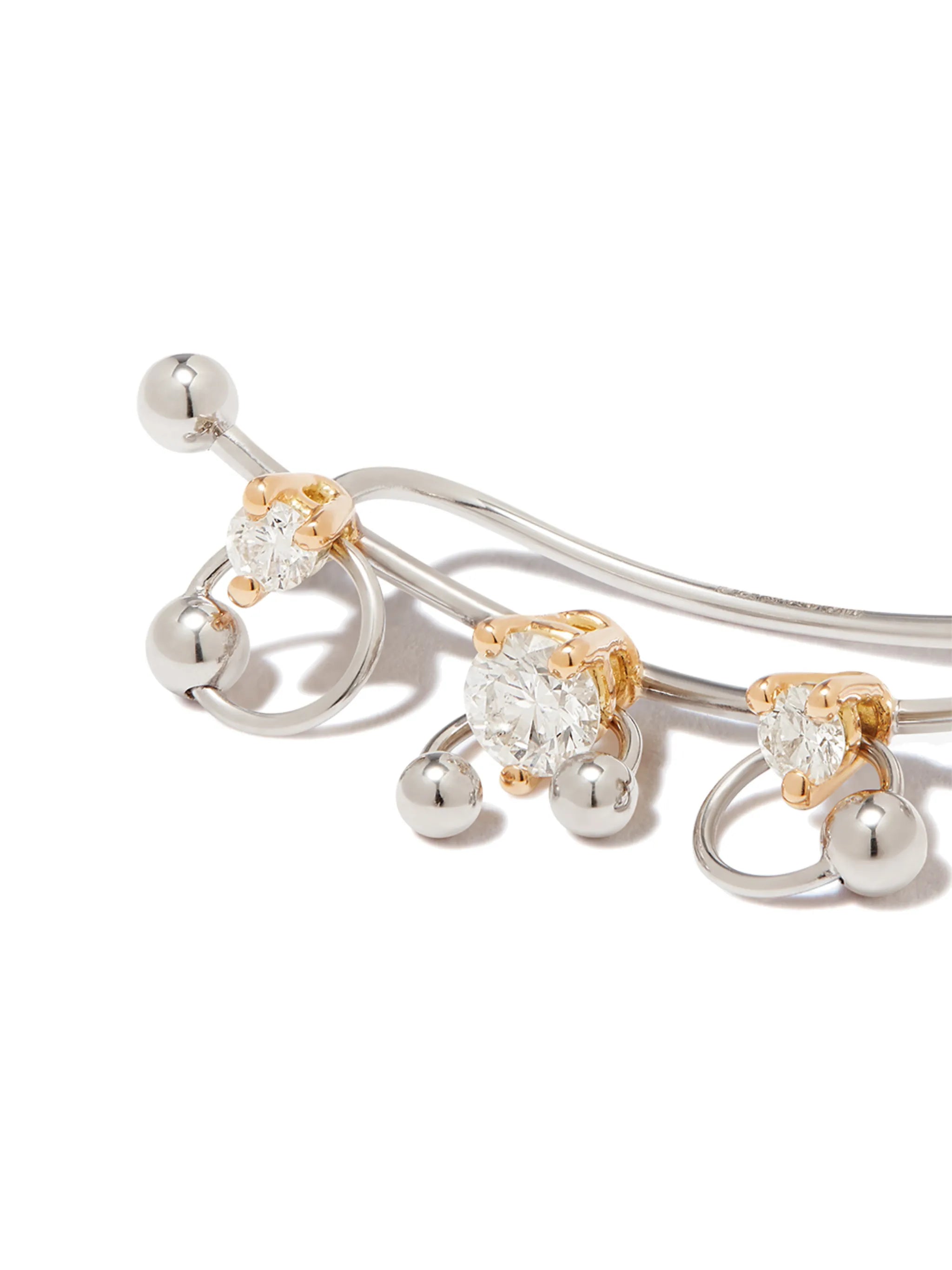 18kt gold two-in-one triple cuff earring